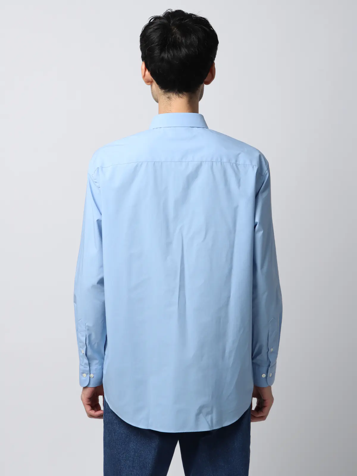 レギュラーカラーシャツ/長袖/ウォッシャブル/Primeflex/タイプライター/無地 ブルー S