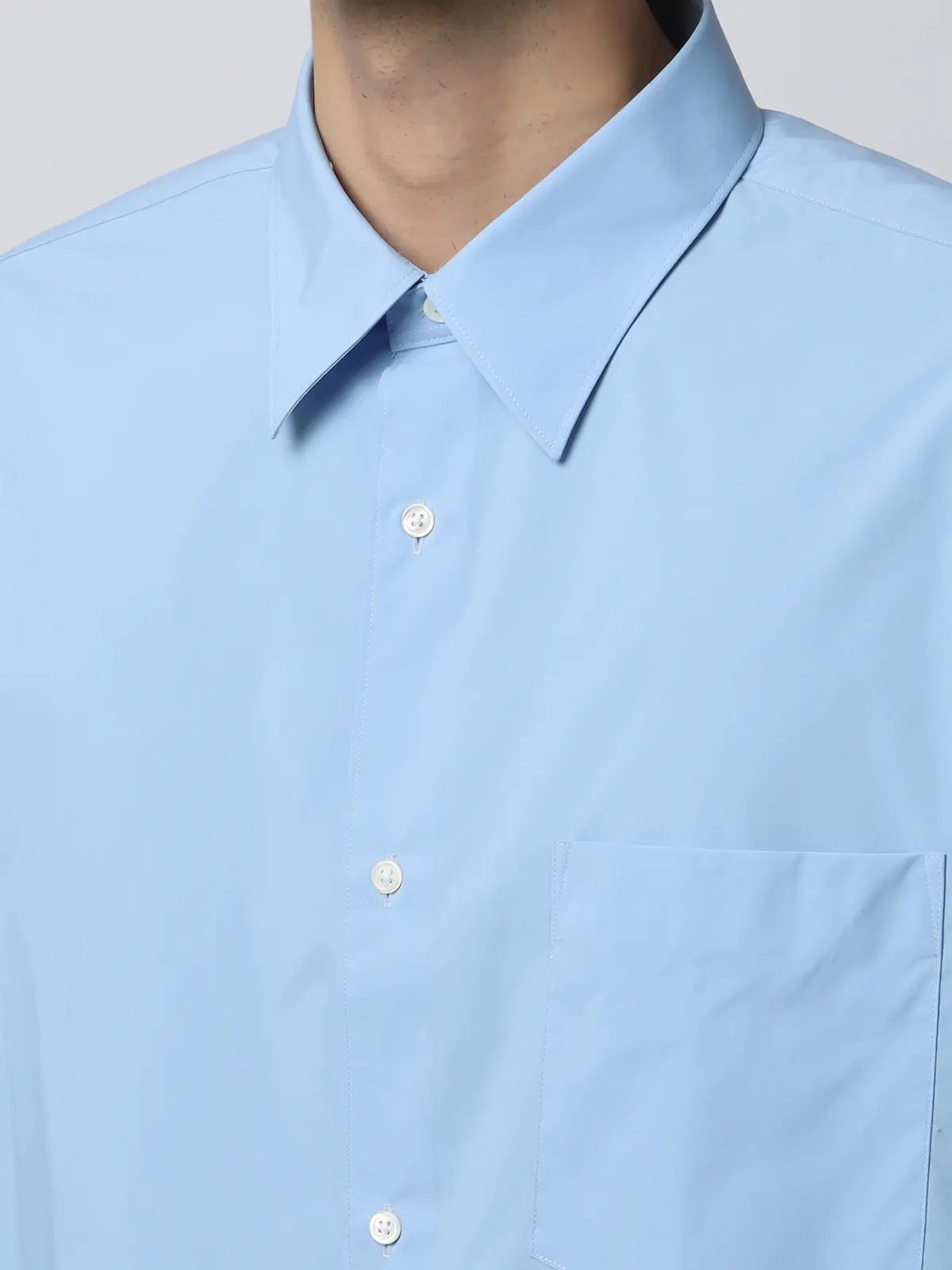 レギュラーカラーシャツ/長袖/ウォッシャブル/Primeflex/タイプライター/無地 ブルー S