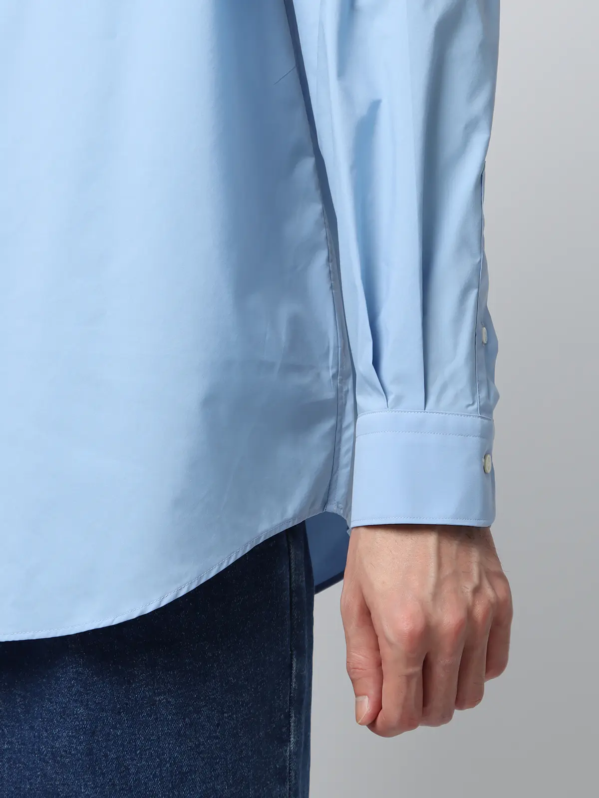 レギュラーカラーシャツ/長袖/ウォッシャブル/Primeflex/タイプライター/無地 ブルー S