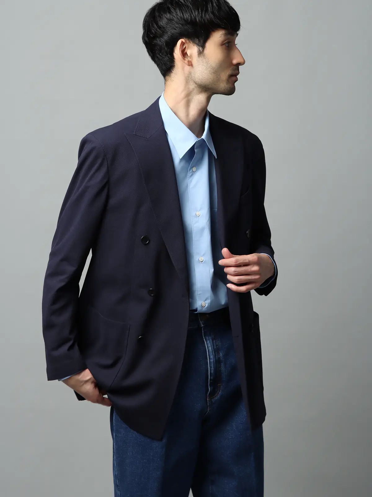 レギュラーカラーシャツ/長袖/ウォッシャブル/Primeflex/タイプライター/無地 ブルー S