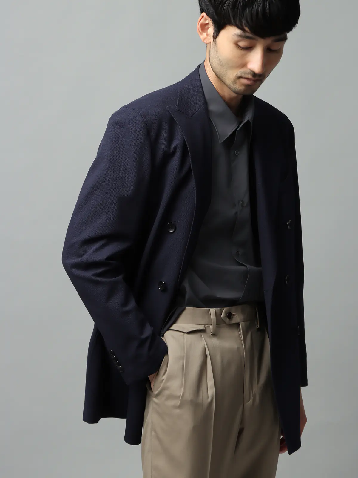 レギュラーカラーシャツ/長袖/ウォッシャブル/Primeflex/タイプライター/無地 ブラック S