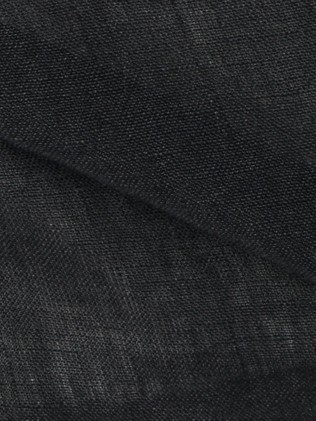 カッタウェイシャツ／長袖／ウォッシャブル／リネン／無地 ブラック S