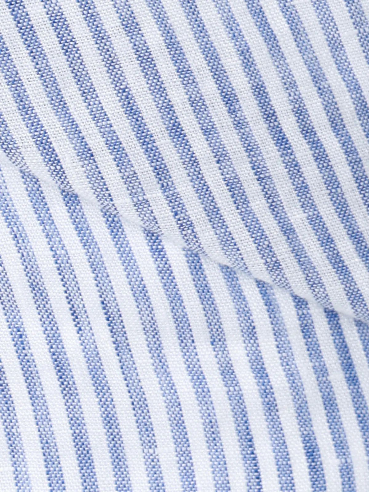 カッタウェイシャツ／長袖／ウォッシャブル／リネン／ストライプ ブルー S
