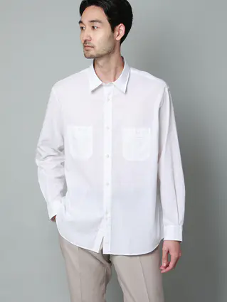 リネン／レギュラーカラーダンガリーシャツ