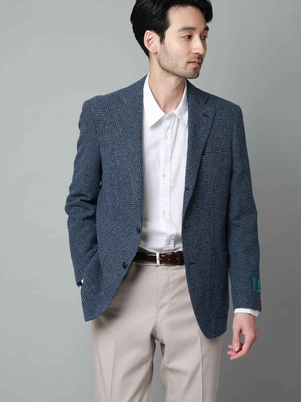 レギュラーカラーシャツ／長袖／ウォッシャブル／コットンリネンダンガリー／無地 ホワイト S