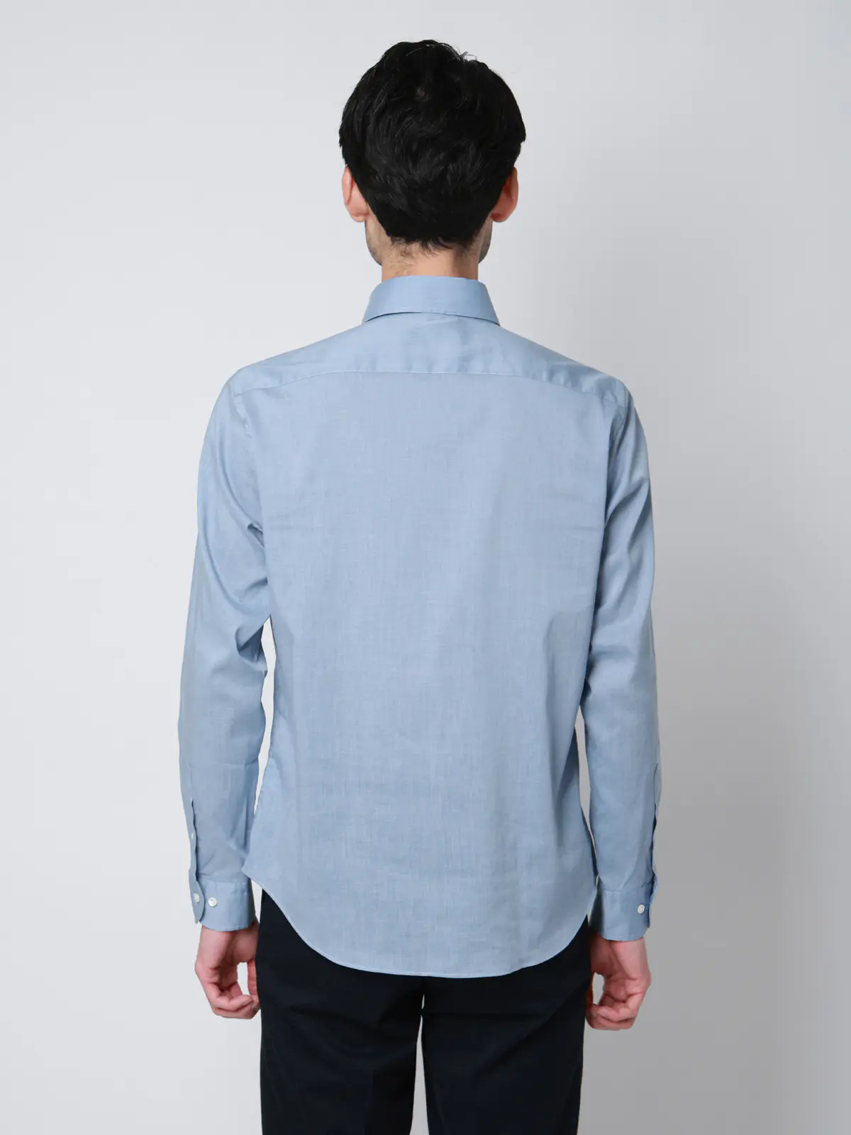 ボタンダウン×ワンピースカラーシャツ／長袖／ウォッシャブル／COOL MAX／無地 ブルー S