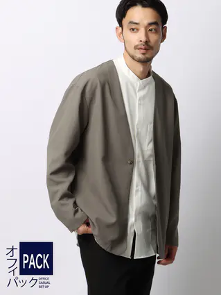 オフィパック/カーディガンシャツ/ストレッチ/吸水速乾/ウールライクトロピカル/無地