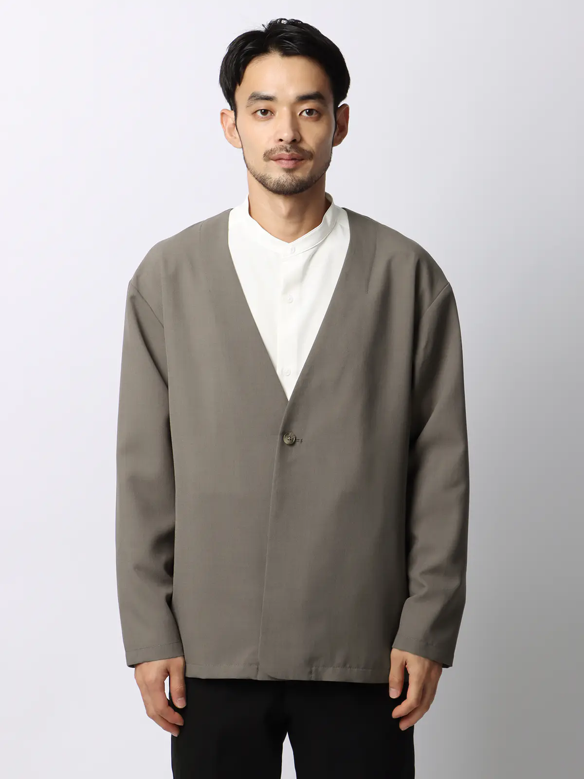 オフィパック／カーディガンシャツ／ストレッチ／吸水速乾／ウールライクトロピカル／無地 ベージュ S