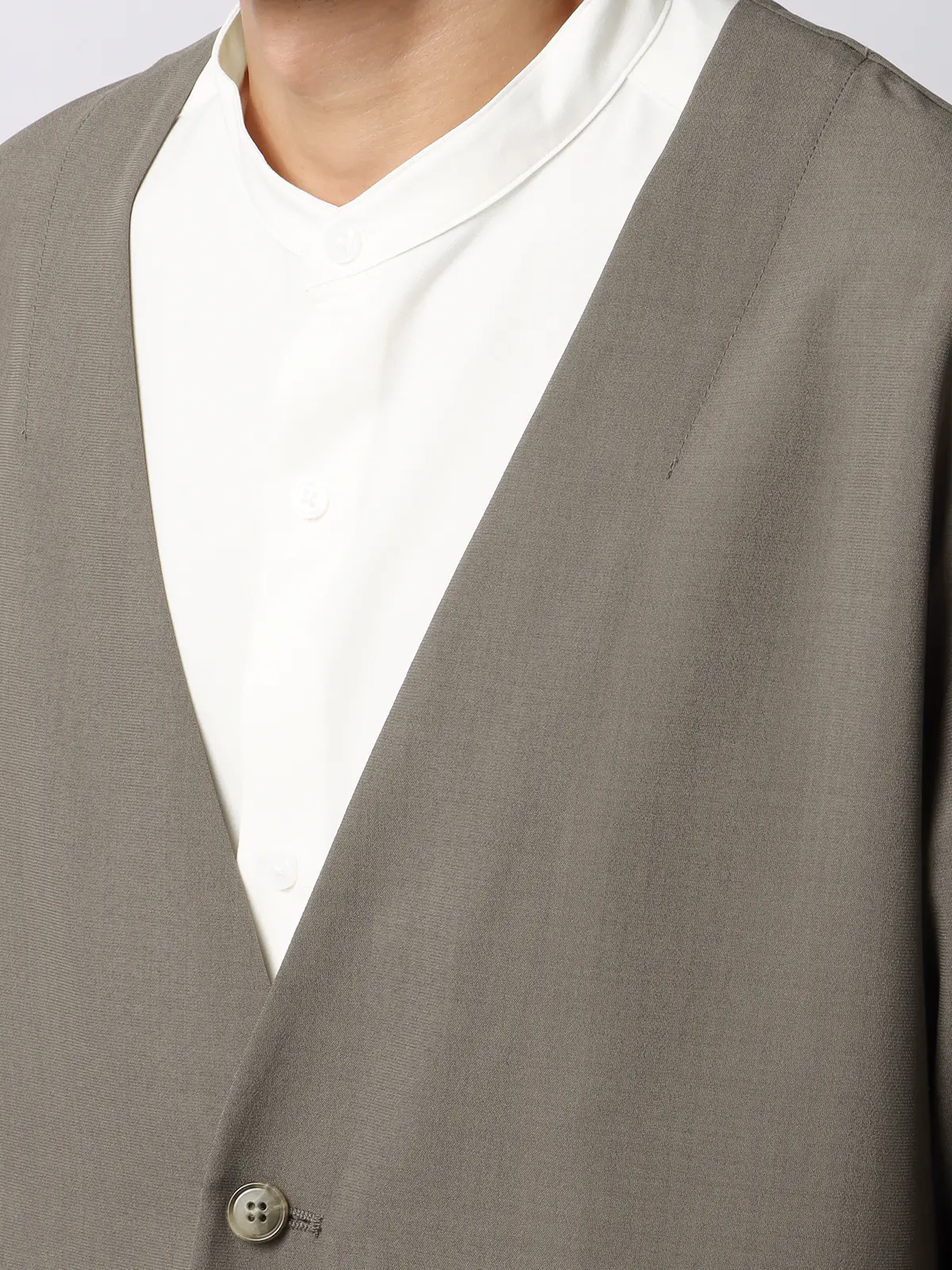 オフィパック／カーディガンシャツ／ストレッチ／吸水速乾／ウールライクトロピカル／無地 ベージュ S