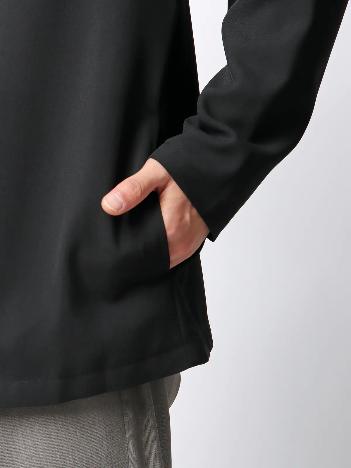 オフィパック／カーディガンシャツ／ストレッチ／吸水速乾／ウールライクトロピカル／無地 ブラック L