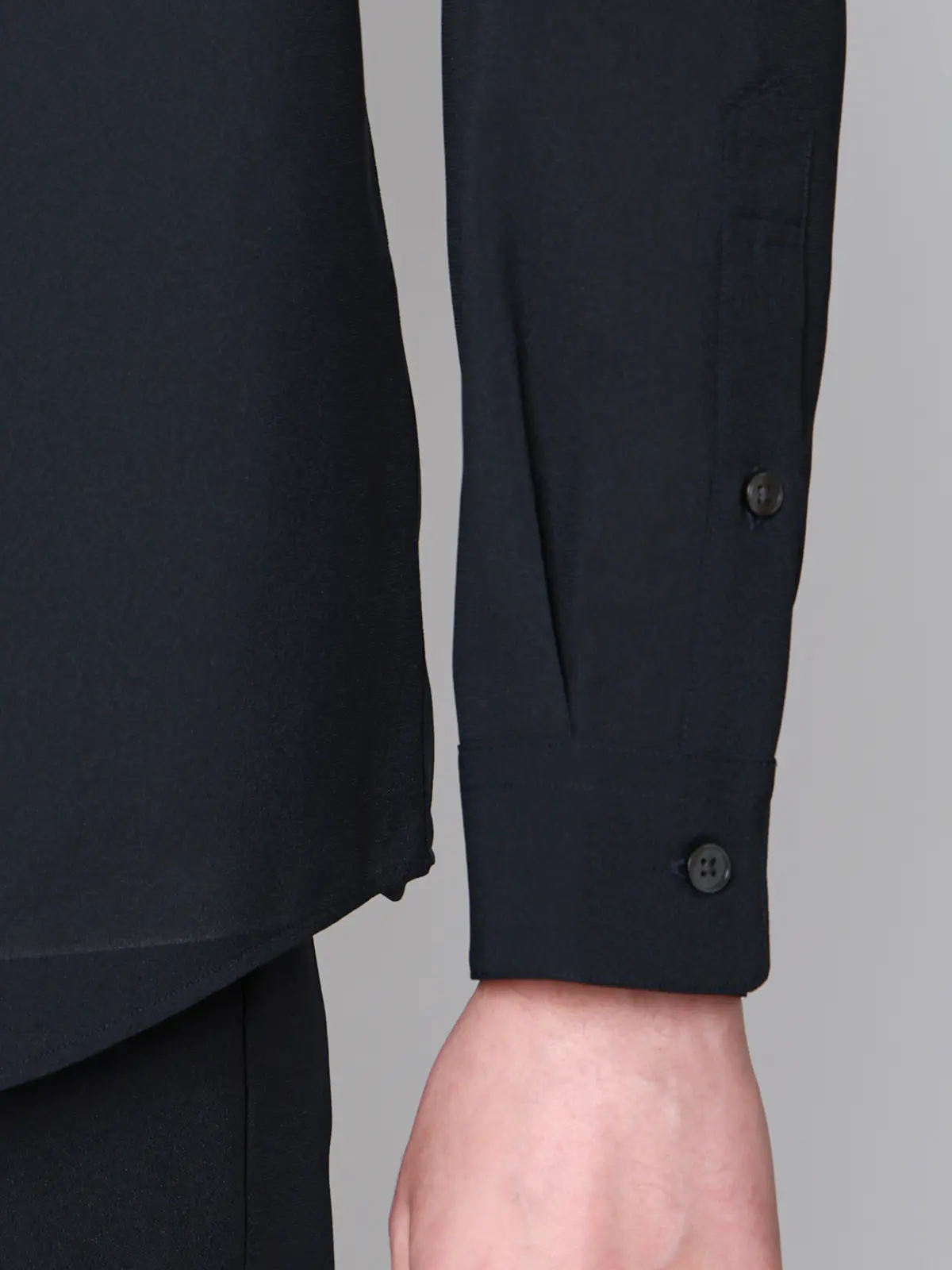 SMACTIVE COOL／レギュラーカラーシャツ／長袖／接触冷感／ウールライクトロピカル／無地 ネイビー S