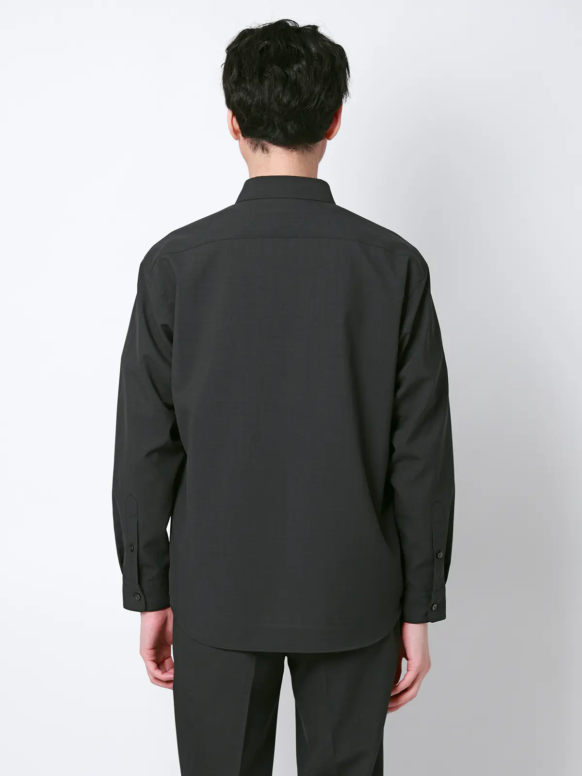 SMACTIVE COOL／レギュラーカラーシャツ／長袖／接触冷感／ウールライクトロピカル／無地 グレー S