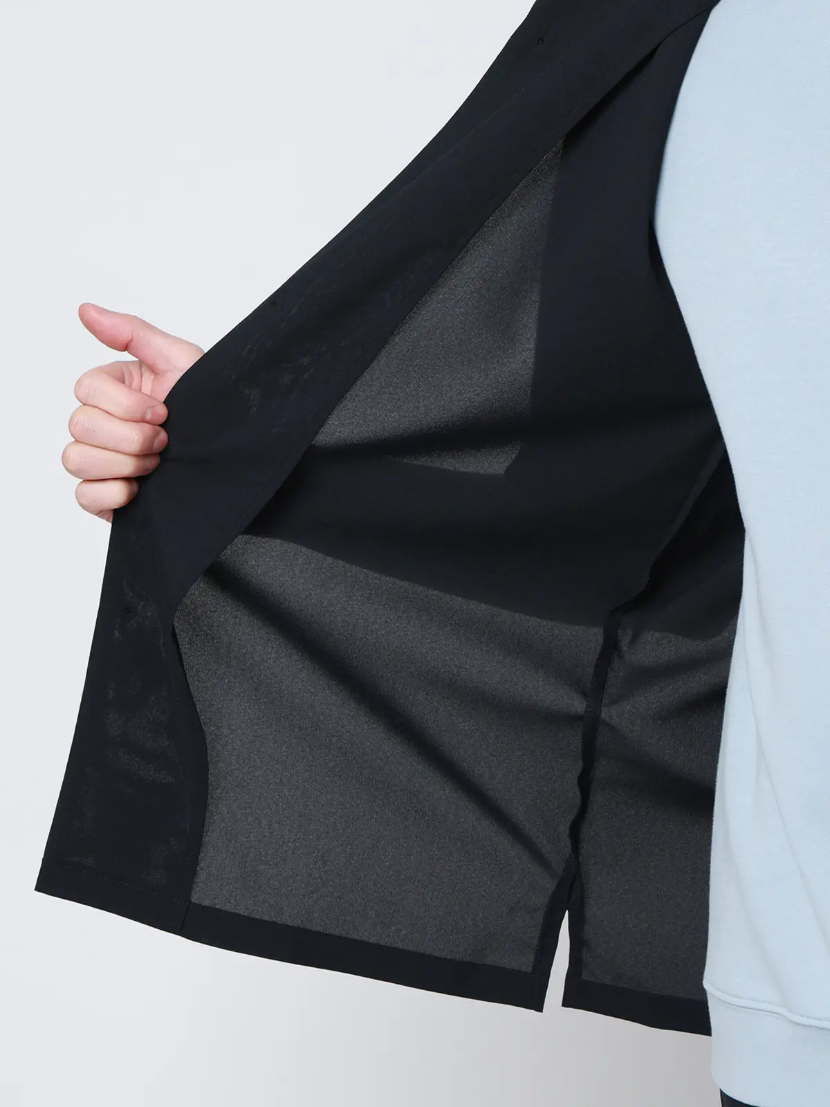 SMACTIVE COOL／オープンカラーシャツ／半袖／接触冷感／ウールライクトロピカル／無地 ネイビー S