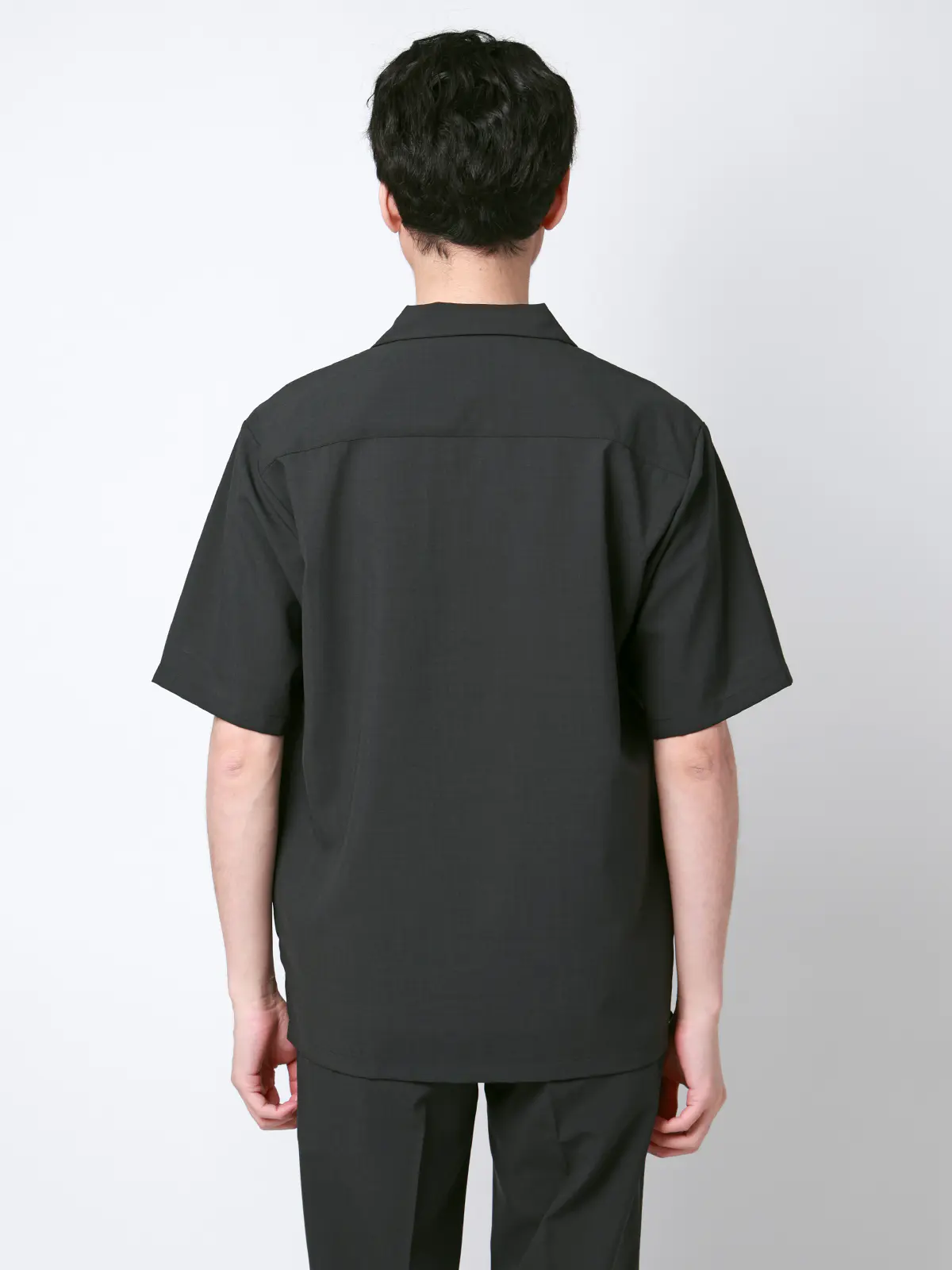 SMACTIVE COOL／オープンカラーシャツ／半袖／接触冷感／ウールライクトロピカル／無地 グレー S