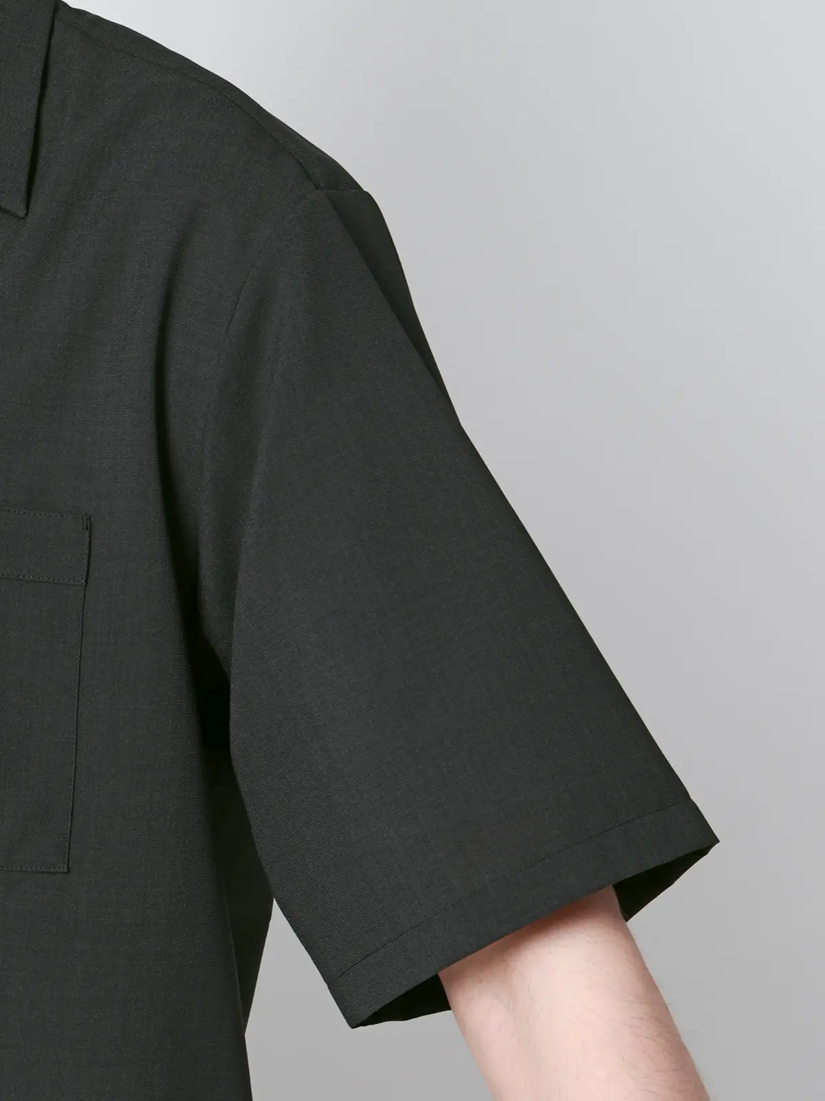 SMACTIVE COOL／オープンカラーシャツ／半袖／接触冷感／ウールライクトロピカル／無地 グレー S