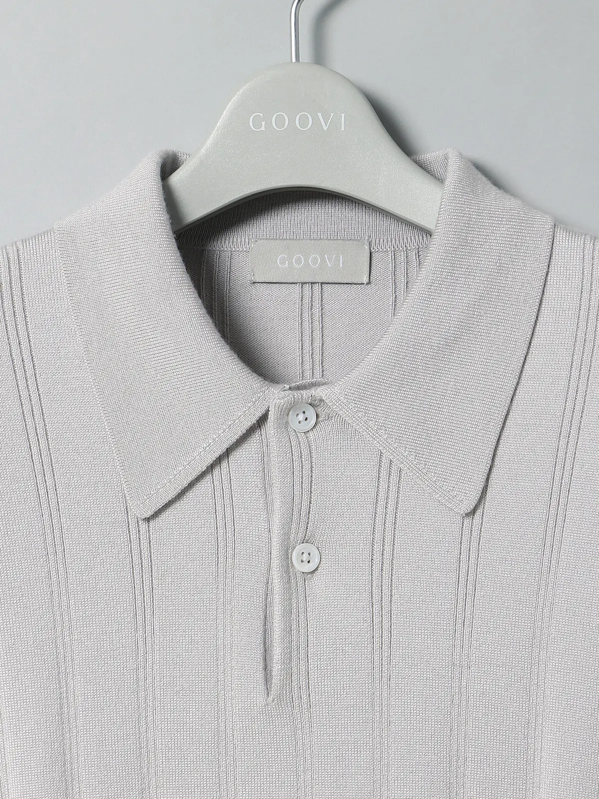 【9／12～WEB先行販売スタート！】GOOVI／ポロニット／長袖／ウォッシャブル／アセテートウール グレー系 1
