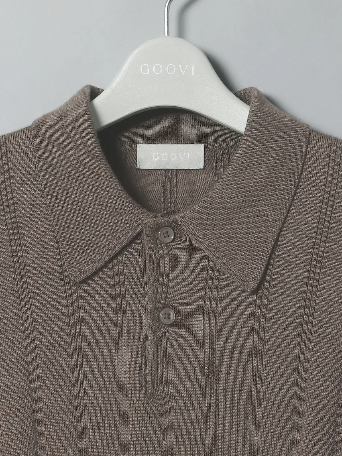 【9／12～WEB先行販売スタート！】GOOVI／ポロニット／長袖／ウォッシャブル／アセテートウール ブラウン系 1