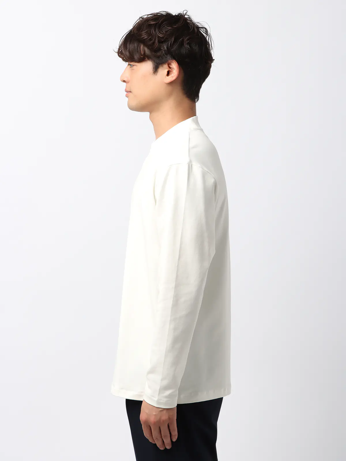 クルーネックTシャツ／長袖／裏毛天竺／PERFORMANCE SUIT SERIES ホワイト 3L