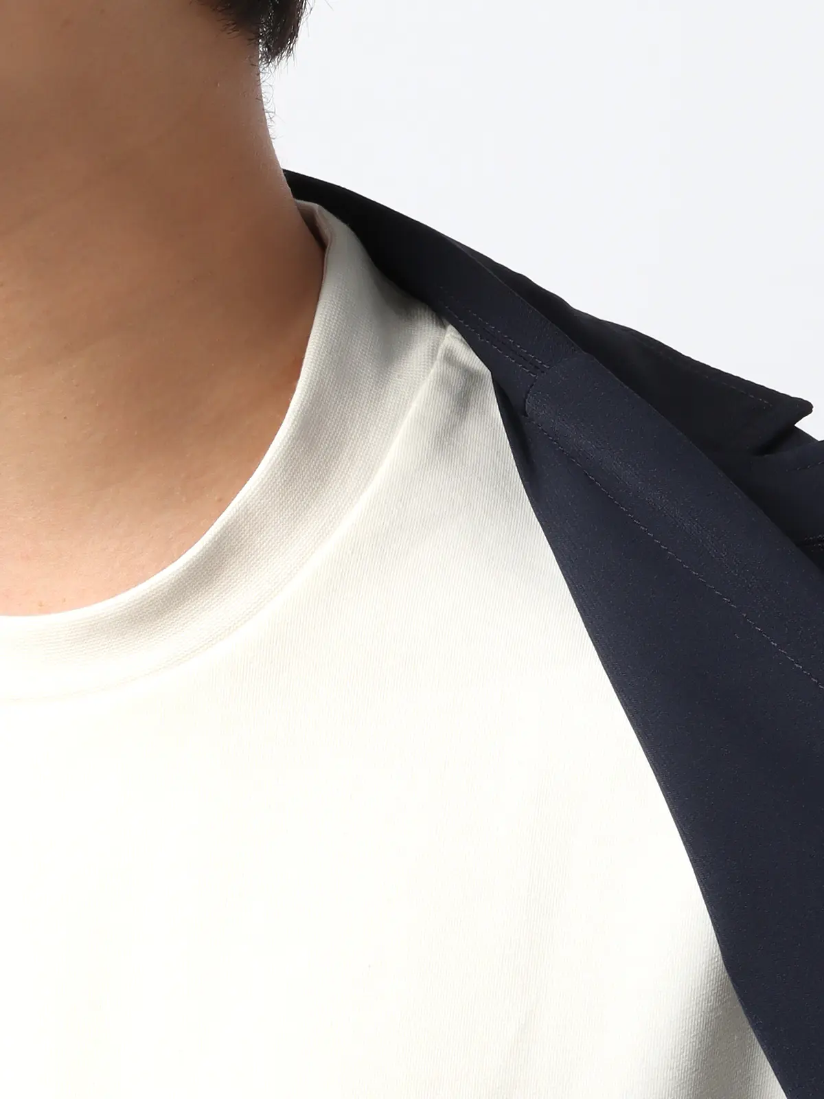 クルーネックTシャツ／長袖／裏毛天竺／PERFORMANCE SUIT SERIES ホワイト 3L