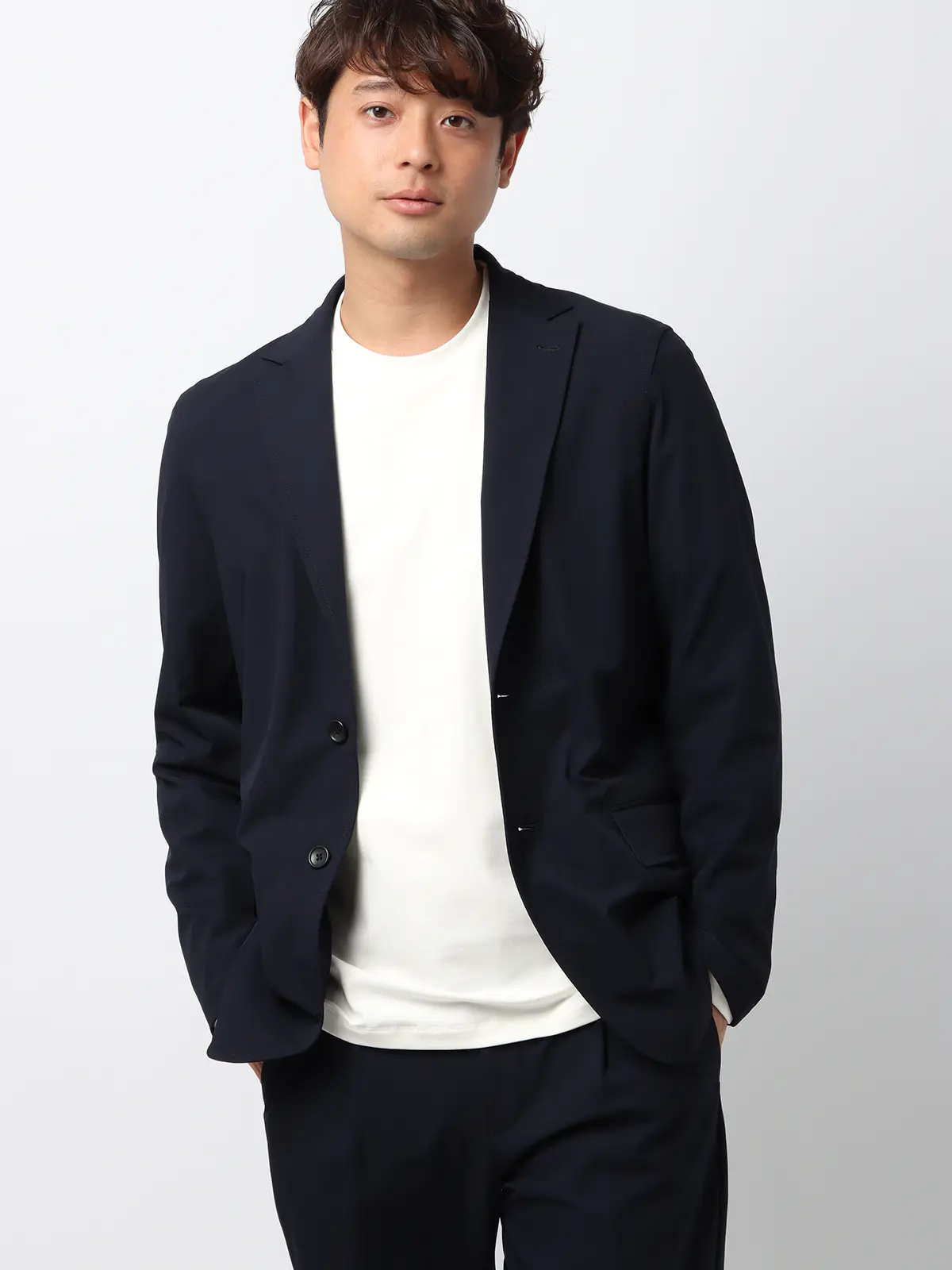クルーネックTシャツ／長袖／裏毛天竺／PERFORMANCE SUIT SERIES ホワイト 3L