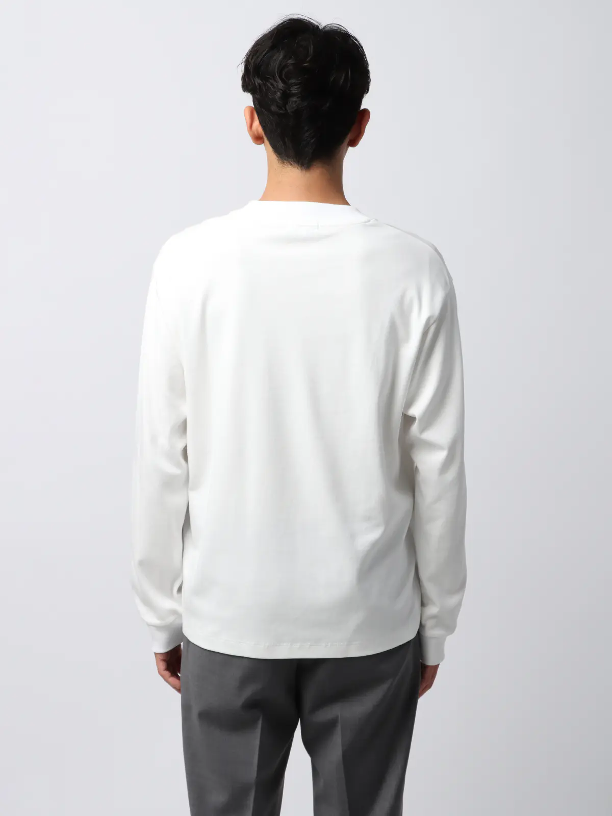 オフィT／Tシャツ／長袖／ウォッシャブル／プレーティング天竺／無地／COMMUTECH ホワイト系 S
