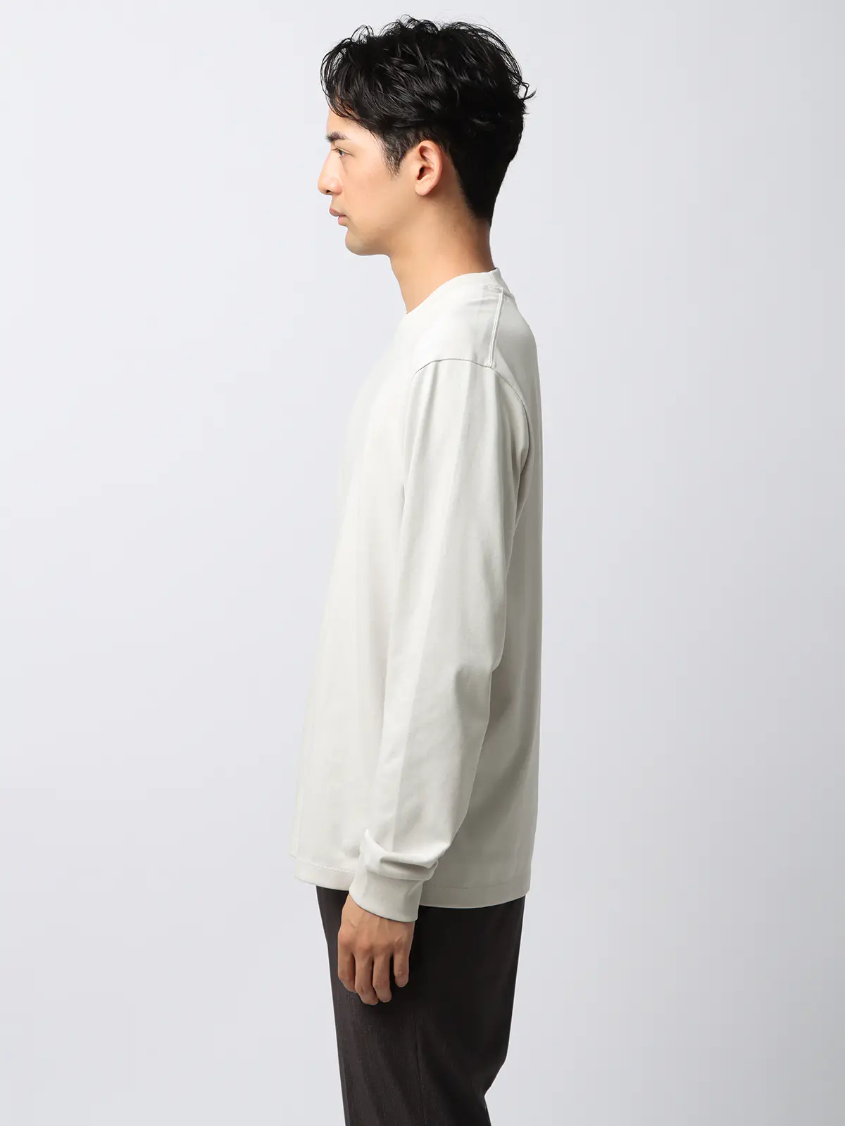 オフィT／Tシャツ／長袖／ウォッシャブル／プレーティング天竺／無地／COMMUTECH グレー系 S