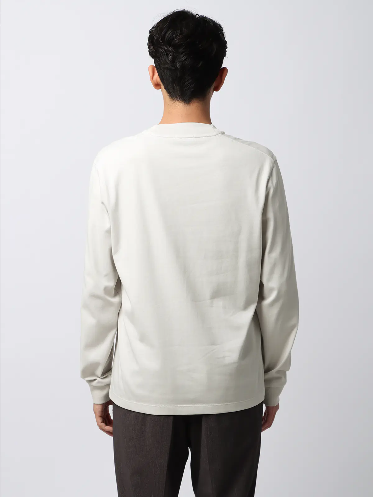 オフィT／Tシャツ／長袖／ウォッシャブル／プレーティング天竺／無地／COMMUTECH グレー系 S