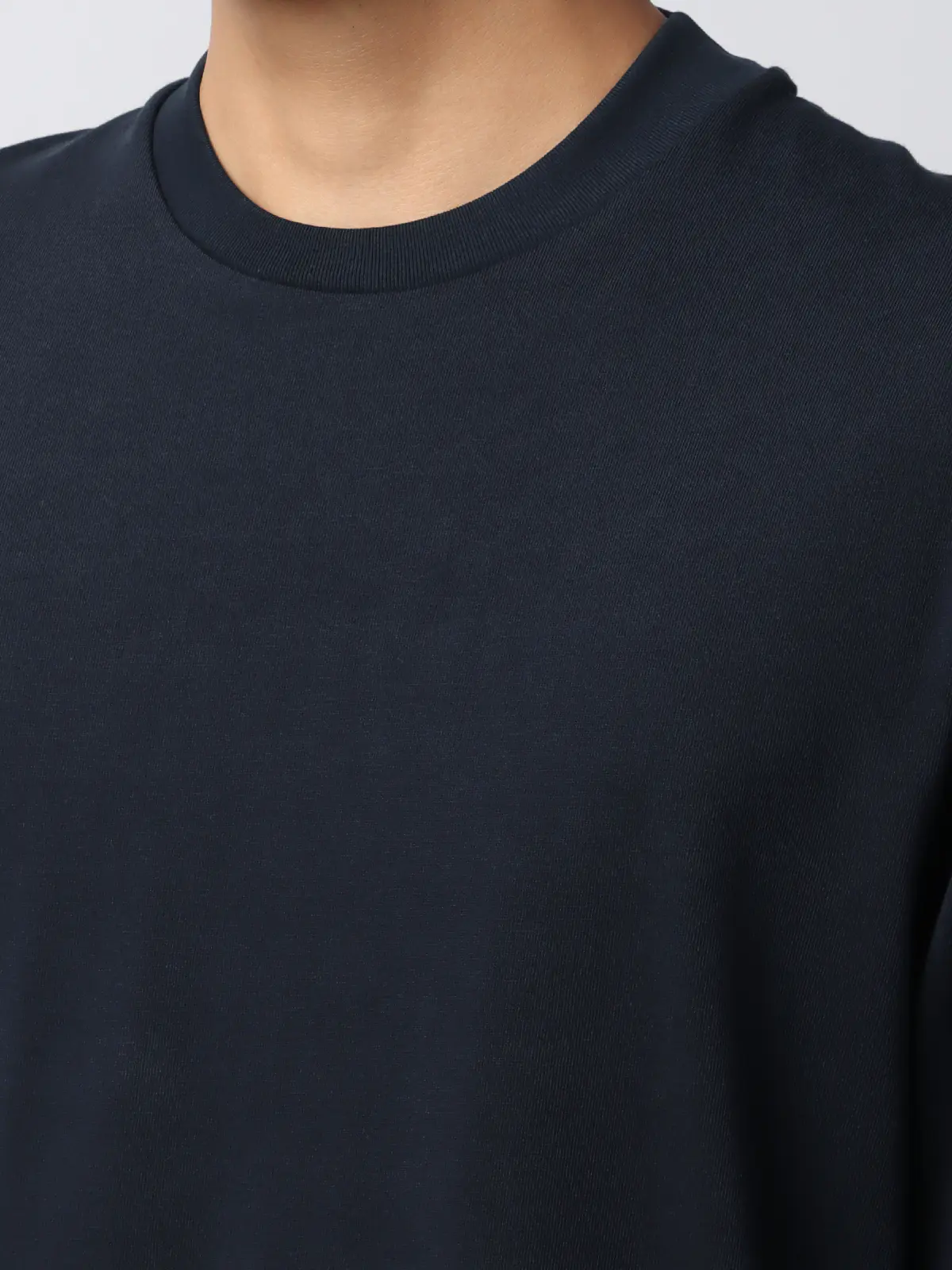 オフィT／Tシャツ／長袖／ウォッシャブル／プレーティング天竺／無地／COMMUTECH ネイビー系 S