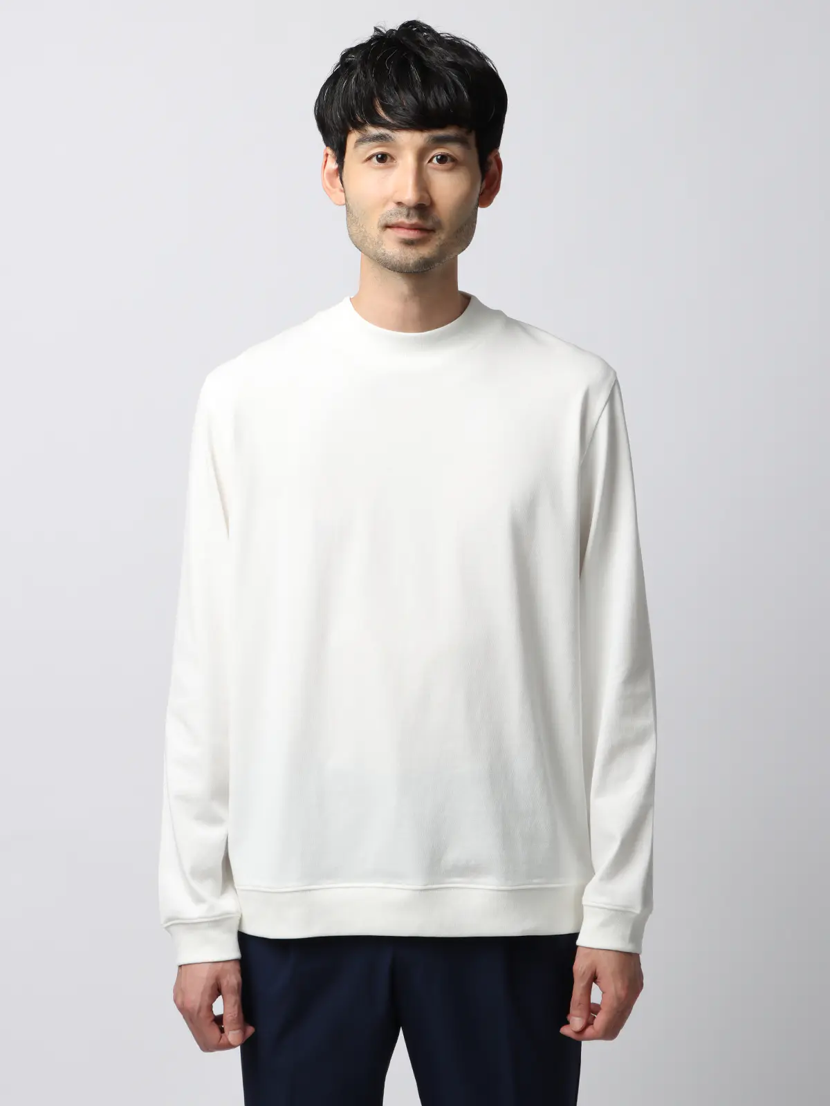 オフィT／Tシャツ／長袖／ウォッシャブル／プレーティング天竺／COMMUTECH ホワイト系 S