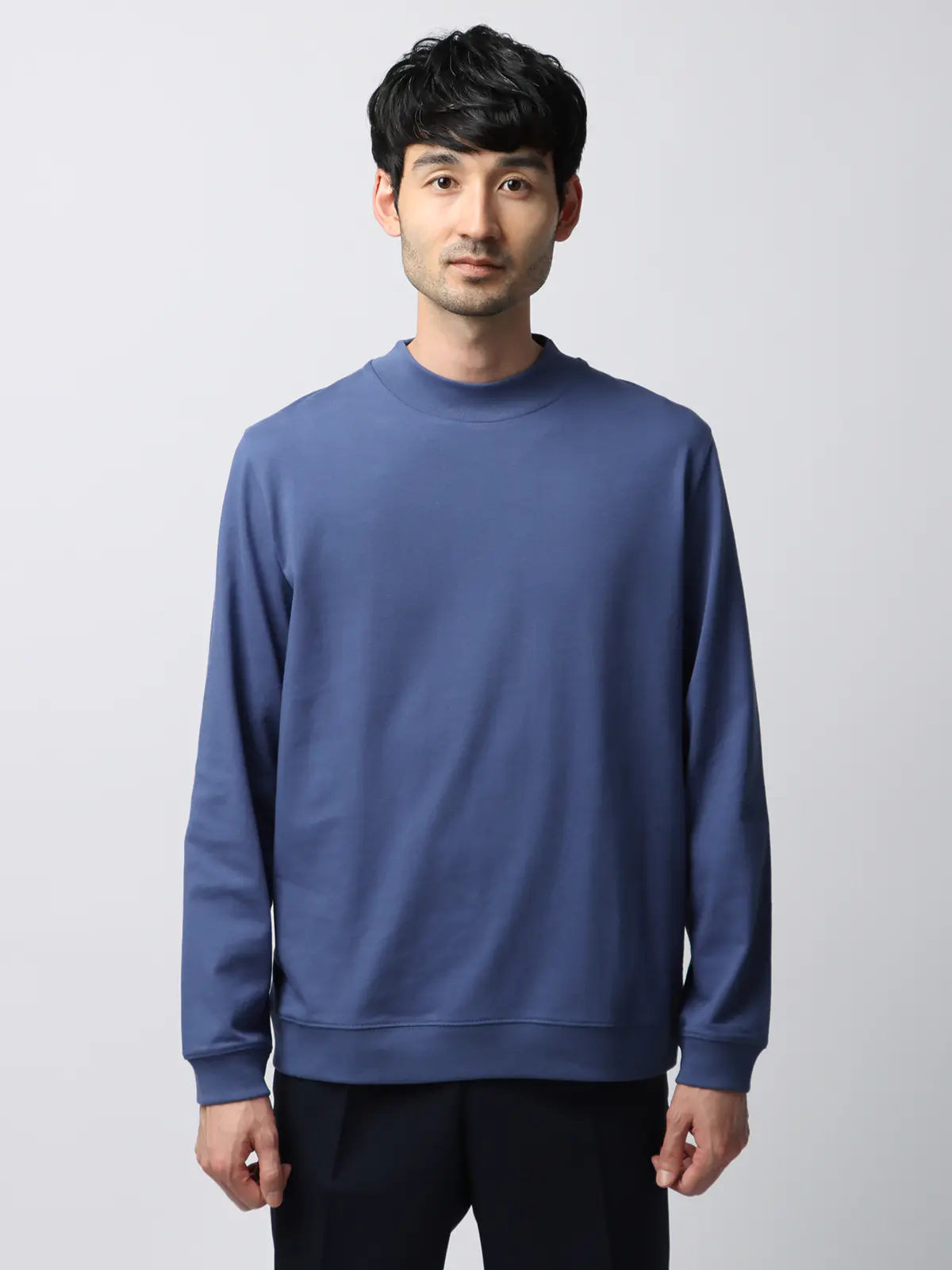 オフィT／Tシャツ／長袖／ウォッシャブル／プレーティング天竺／COMMUTECH ブルー系 S