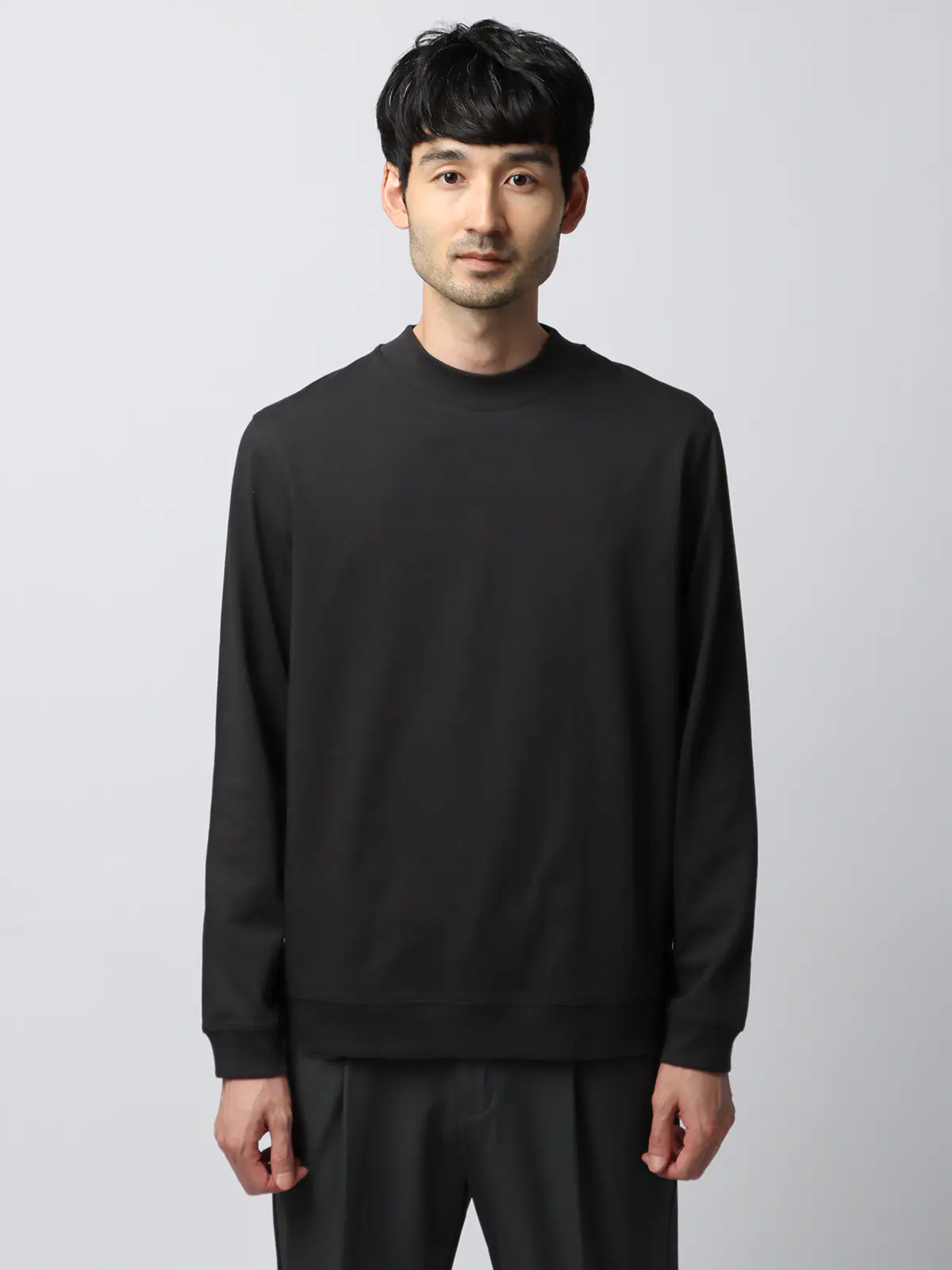 オフィT／Tシャツ／長袖／ウォッシャブル／プレーティング天竺／COMMUTECH ブラック系 S