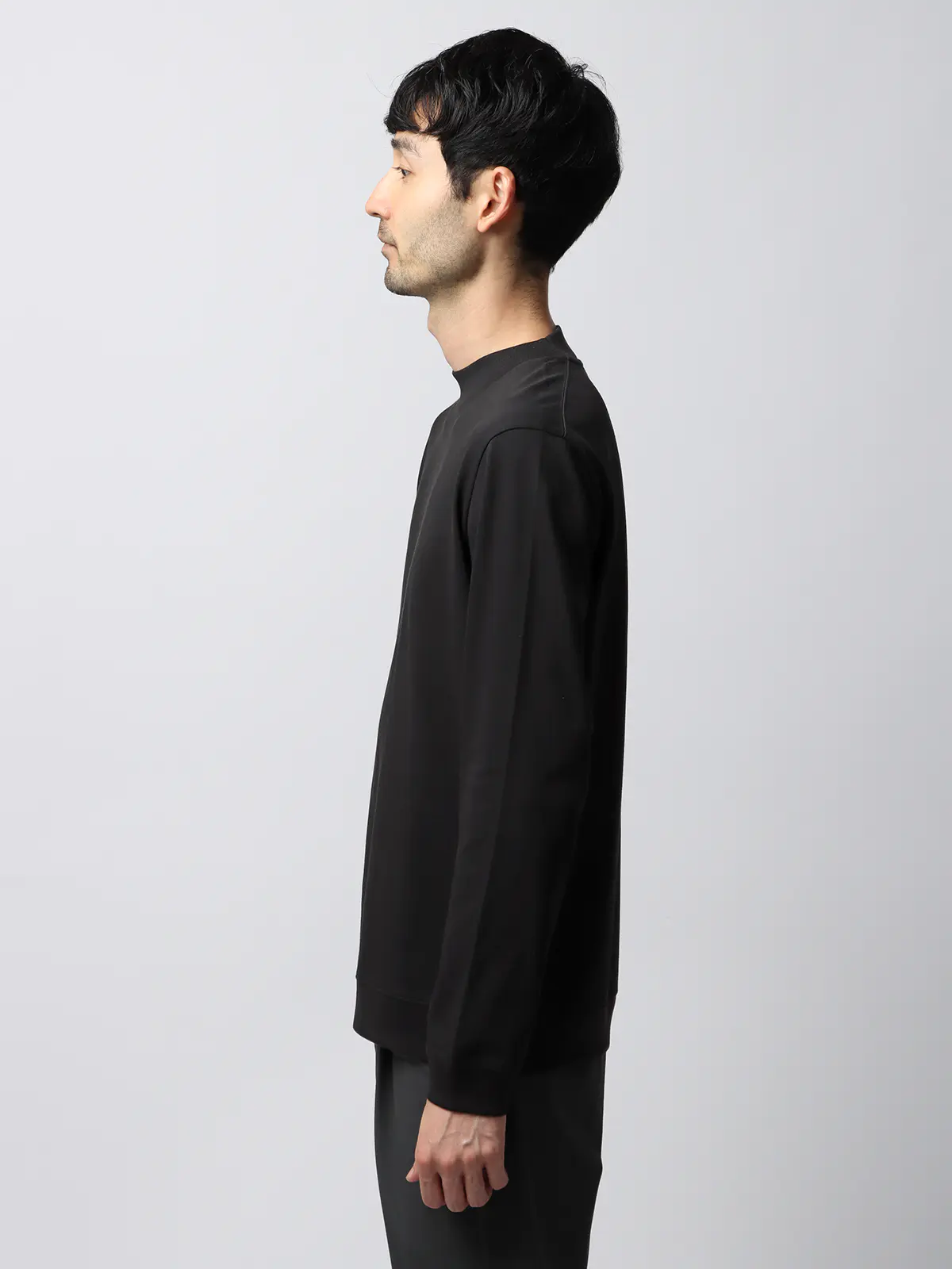 オフィT／Tシャツ／長袖／ウォッシャブル／プレーティング天竺／COMMUTECH ブラック系 S