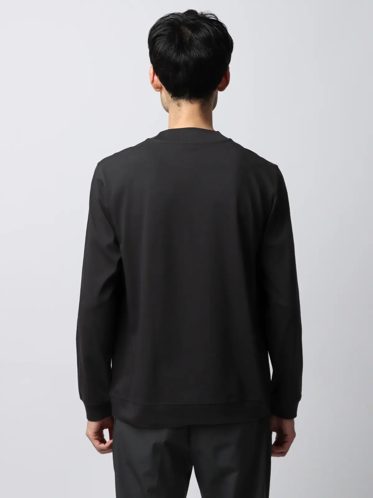 オフィT／Tシャツ／長袖／ウォッシャブル／プレーティング天竺／COMMUTECH ブラック系 S