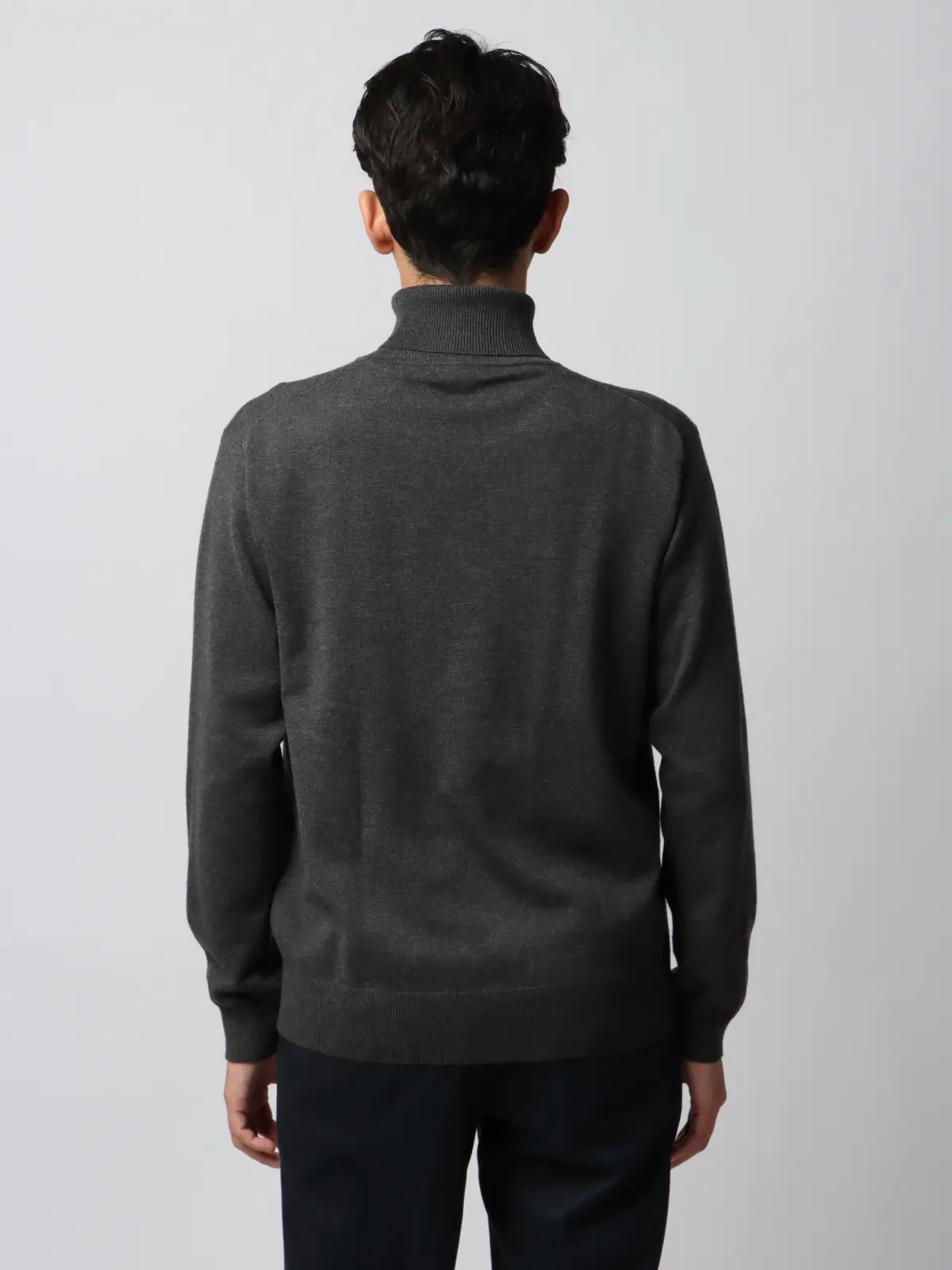 オフィニット／タートルネックニット／ウォッシャブル／ウールブレンド天竺／無地／COMMUTECH グレー S