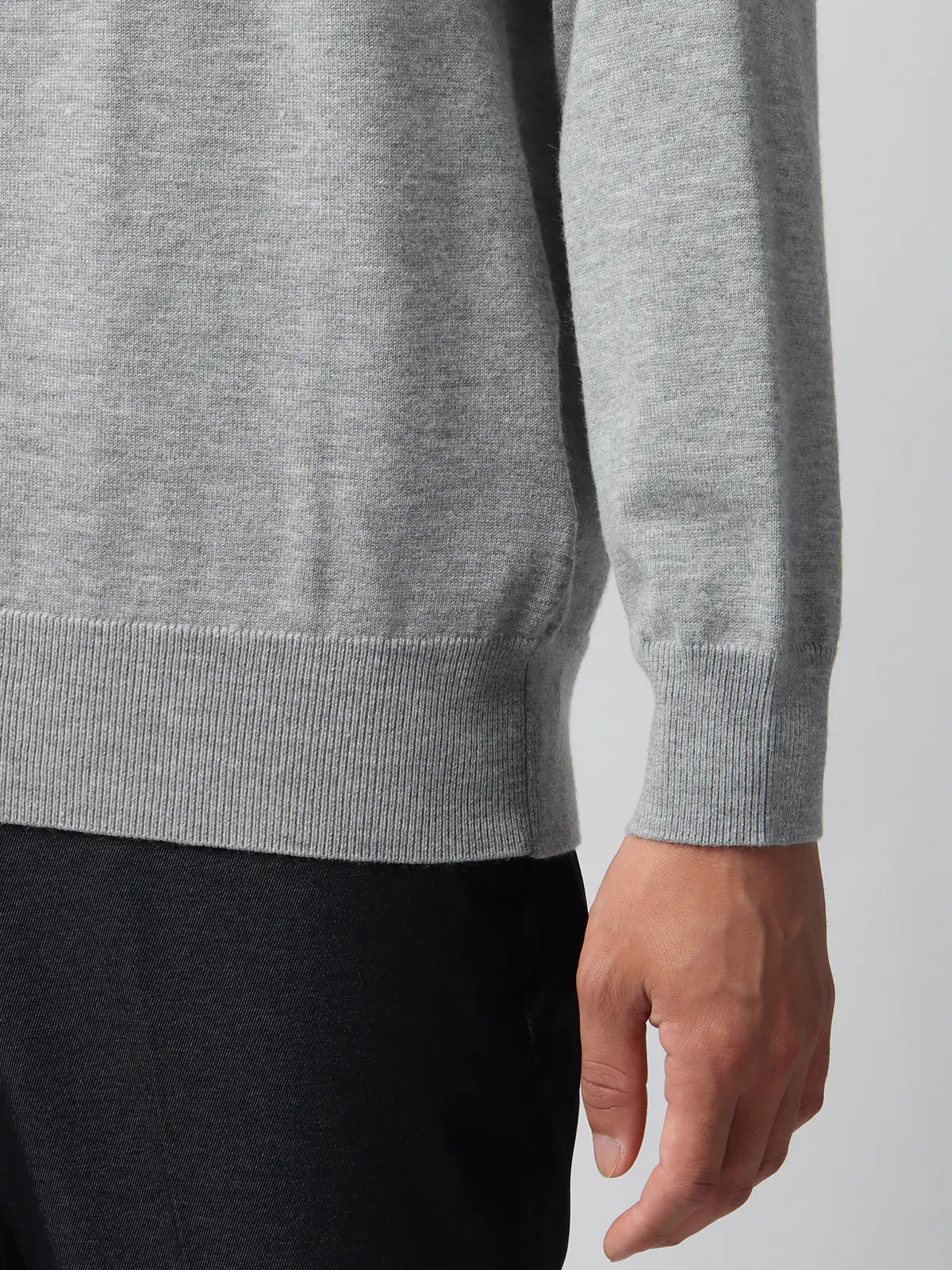 オフィニット/ポロニット/長袖/ウォッシャブル/ウールブレンド天竺/無地/COMMUTECH グレー S