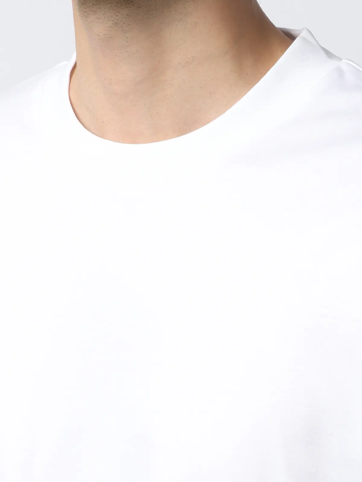 クルーネックTシャツ／長袖／ウォッシャブル／形態安定／シルケットスムースコットン／無地 ホワイト系 S