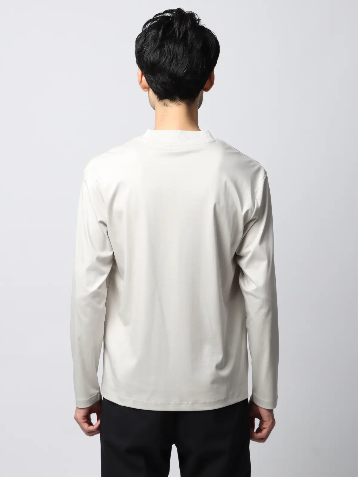 クルーネックTシャツ／長袖／ウォッシャブル／形態安定／シルケットスムースコットン／無地 グレー系 S