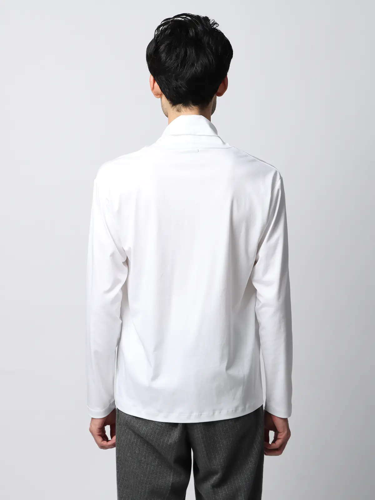 タートルネックTシャツ／長袖／ウォッシャブル／形態安定／シルケットスムースコットン／無地 ホワイト系 S