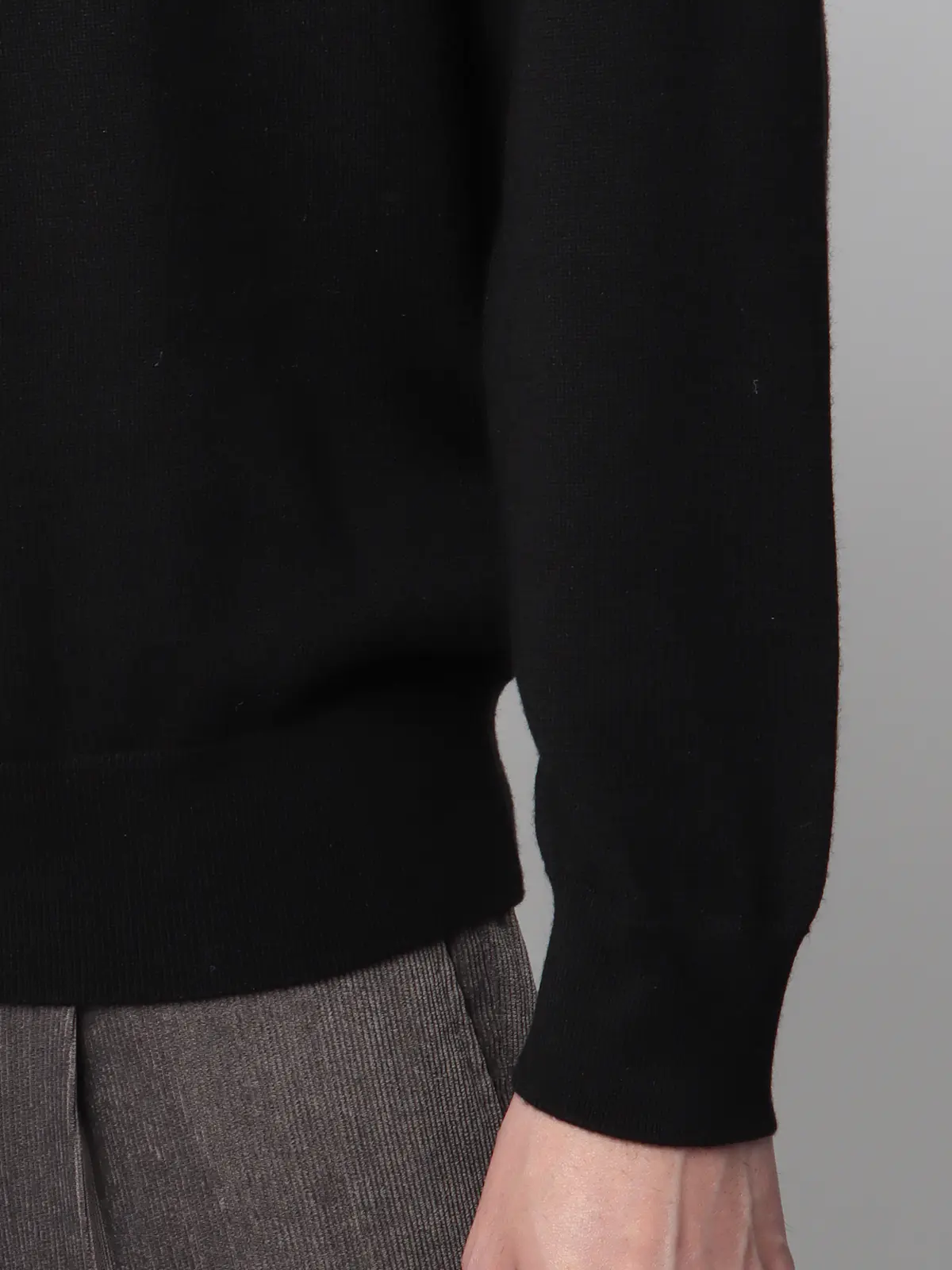 モックネックニット/長袖/ウォッシャブル/ビエラヤーン/無地 ブラック M