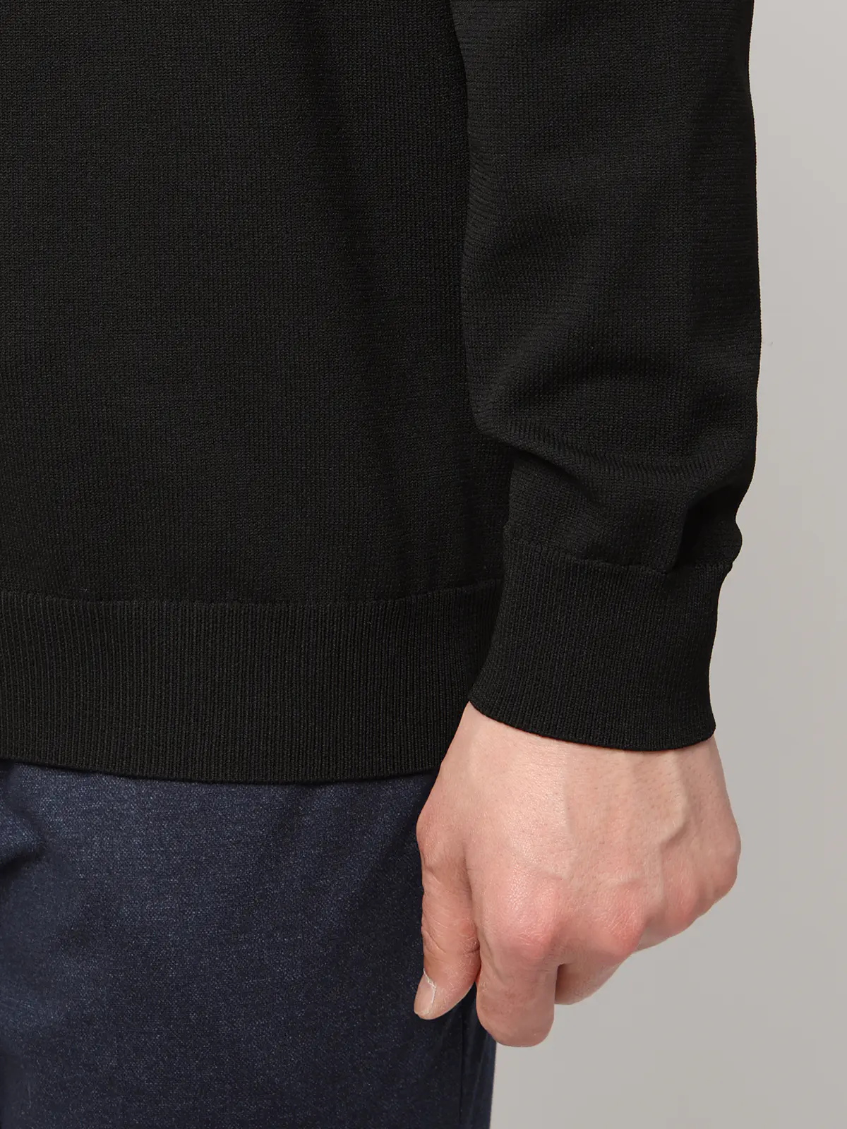 最高ニット／モックネックニット／長袖／ウォッシャブル／メランジポリエステル／COMMUTECH ブラック S