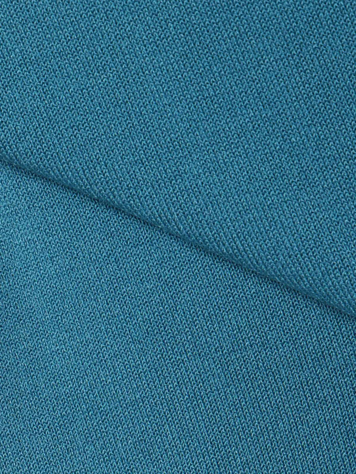 オフィニット／モックネックニット／長袖／ウォッシャブル／プレーティング天竺／無地 ブルー S