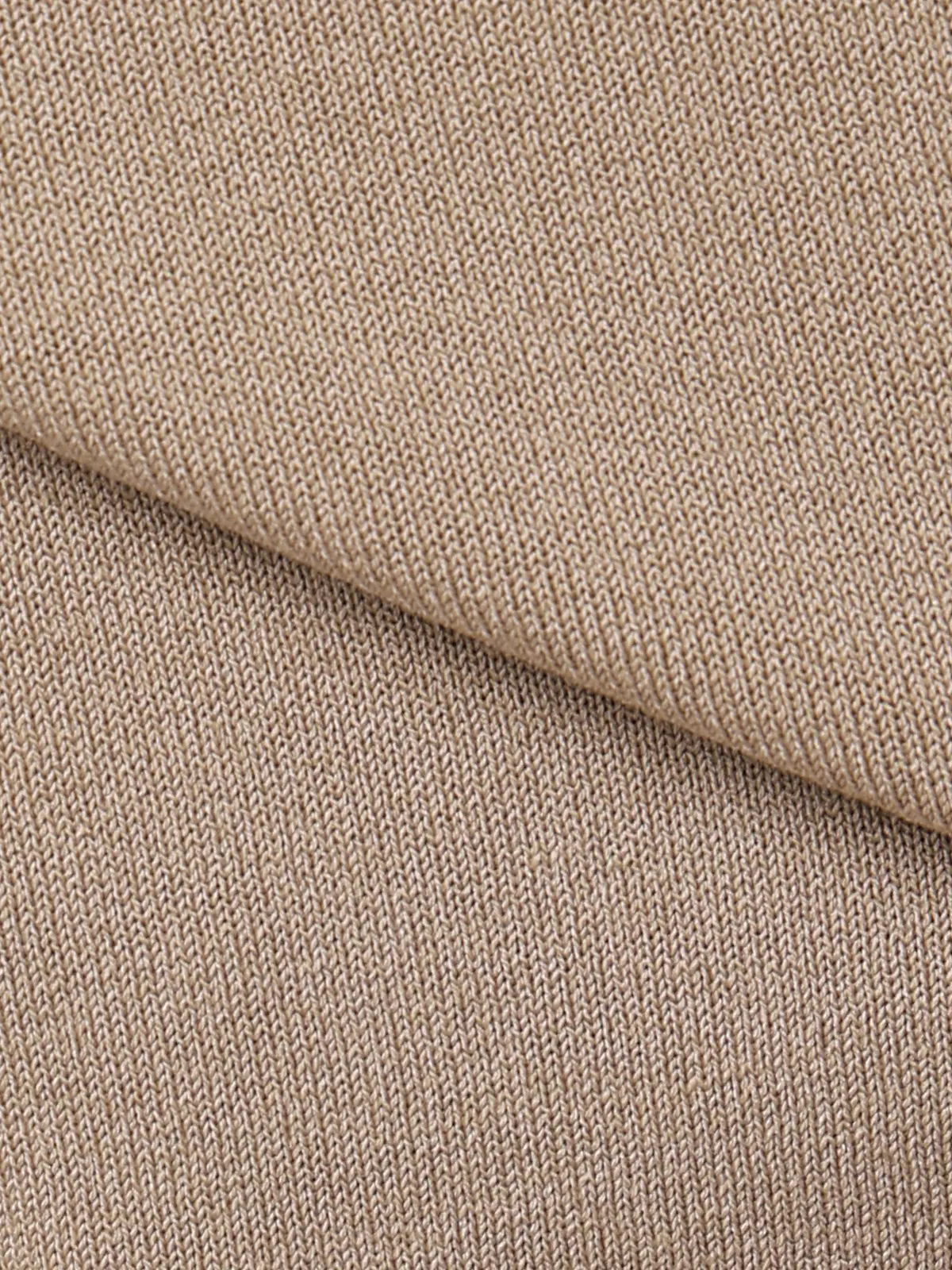 オフィニット／モックネックニット／長袖／ウォッシャブル／プレーティング天竺／無地 ベージュ S