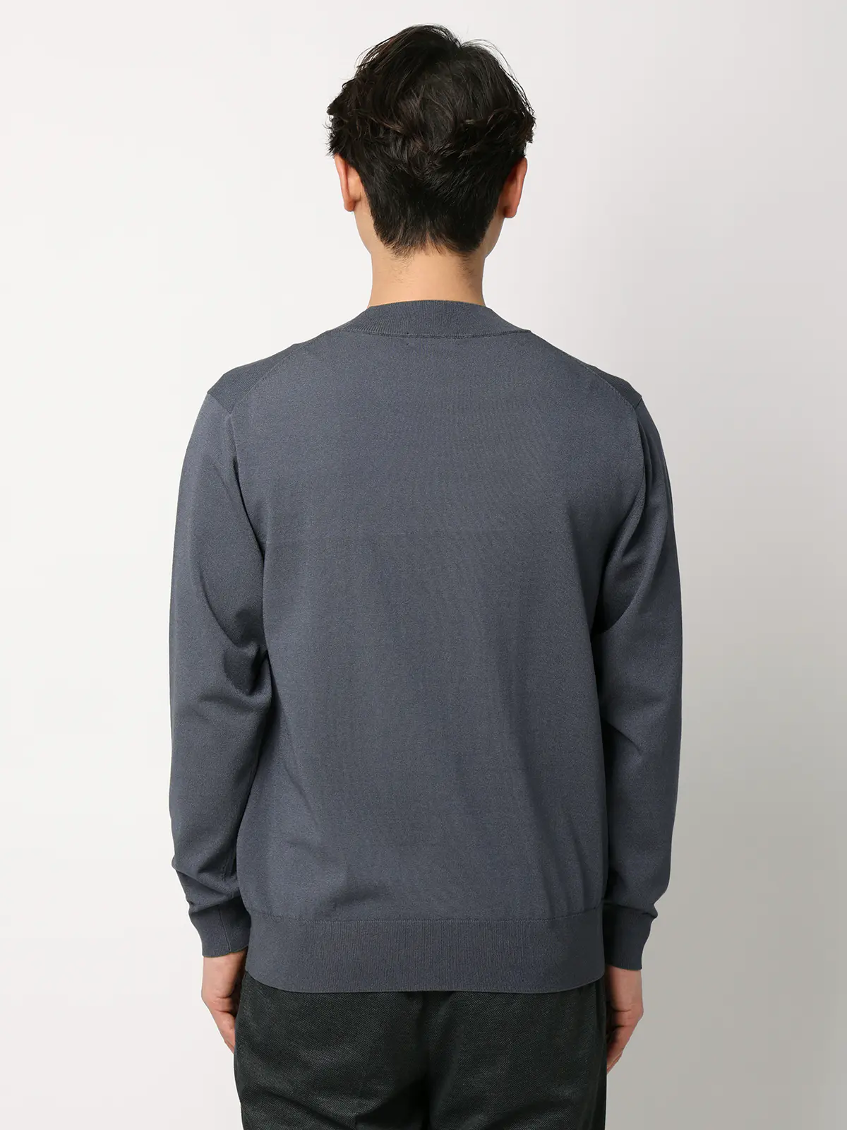 オフィニット／モックネックニット／長袖／ウォッシャブル／プレーティング天竺／無地 グレー S