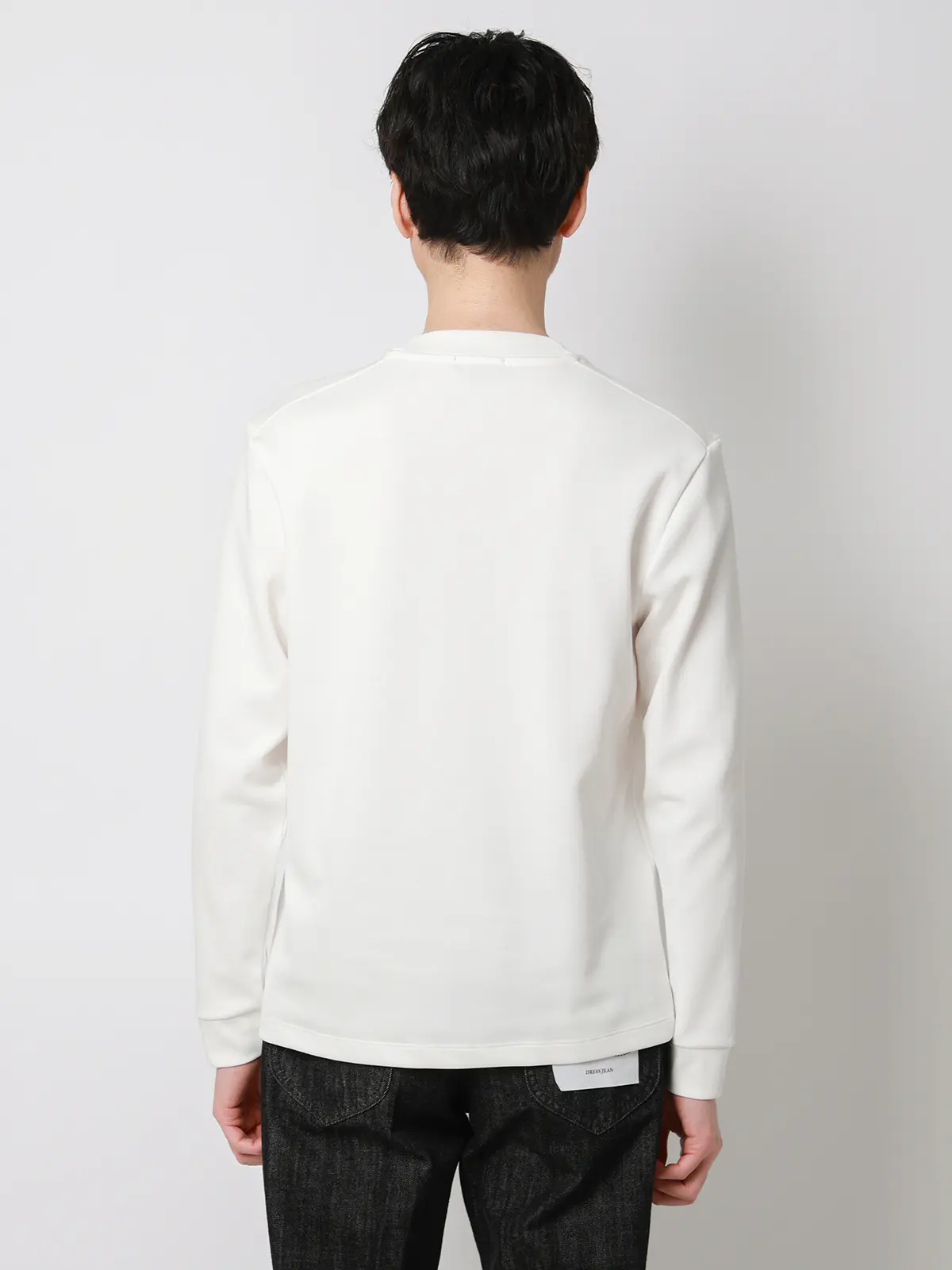 オフィT／Tシャツ／長袖／ウォッシャブル／プレーティング鹿の子／無地 ホワイト S