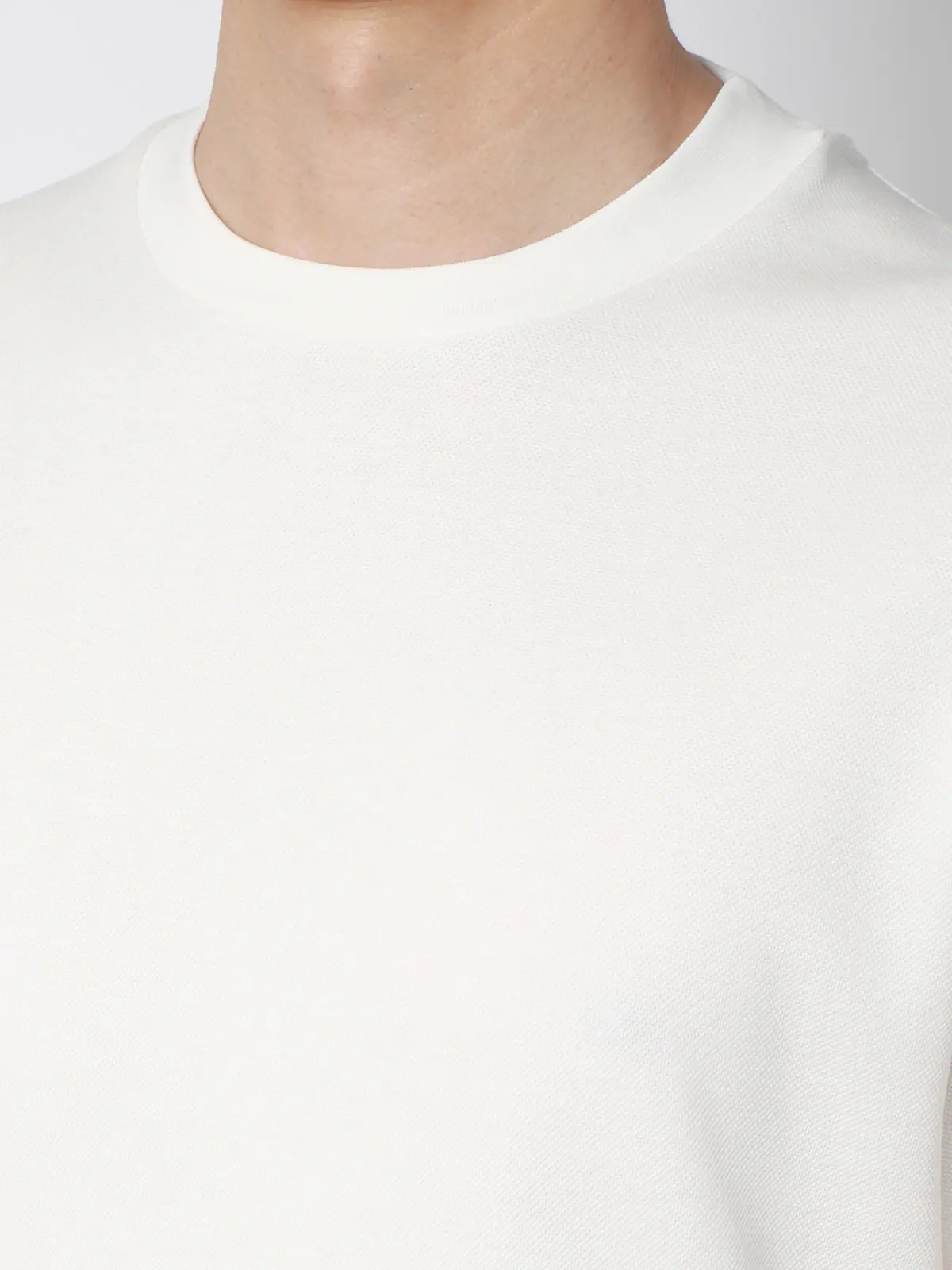 オフィT／Tシャツ／長袖／ウォッシャブル／プレーティング鹿の子／無地 ホワイト S