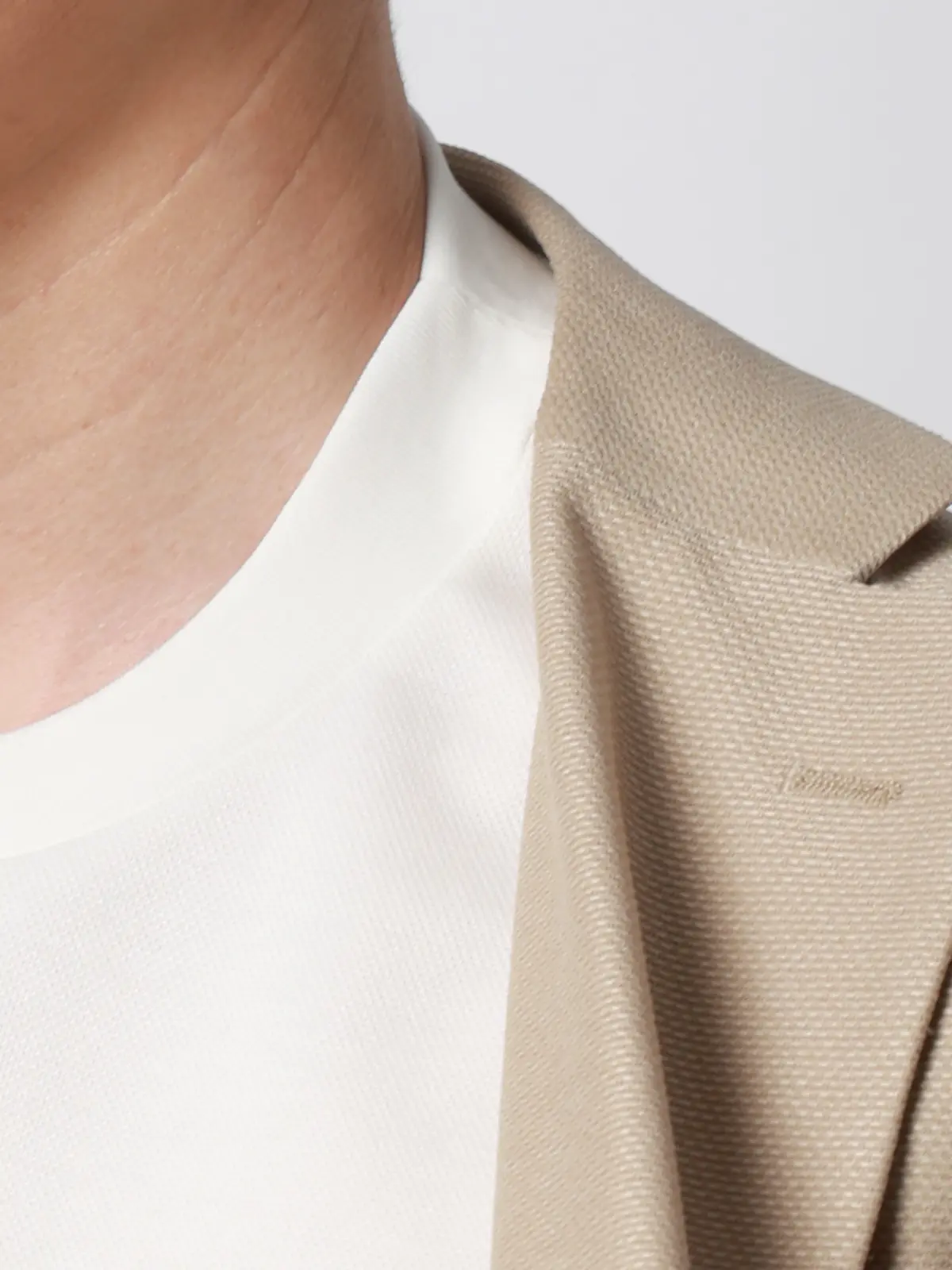 オフィT／Tシャツ／長袖／ウォッシャブル／プレーティング鹿の子／無地 ホワイト S