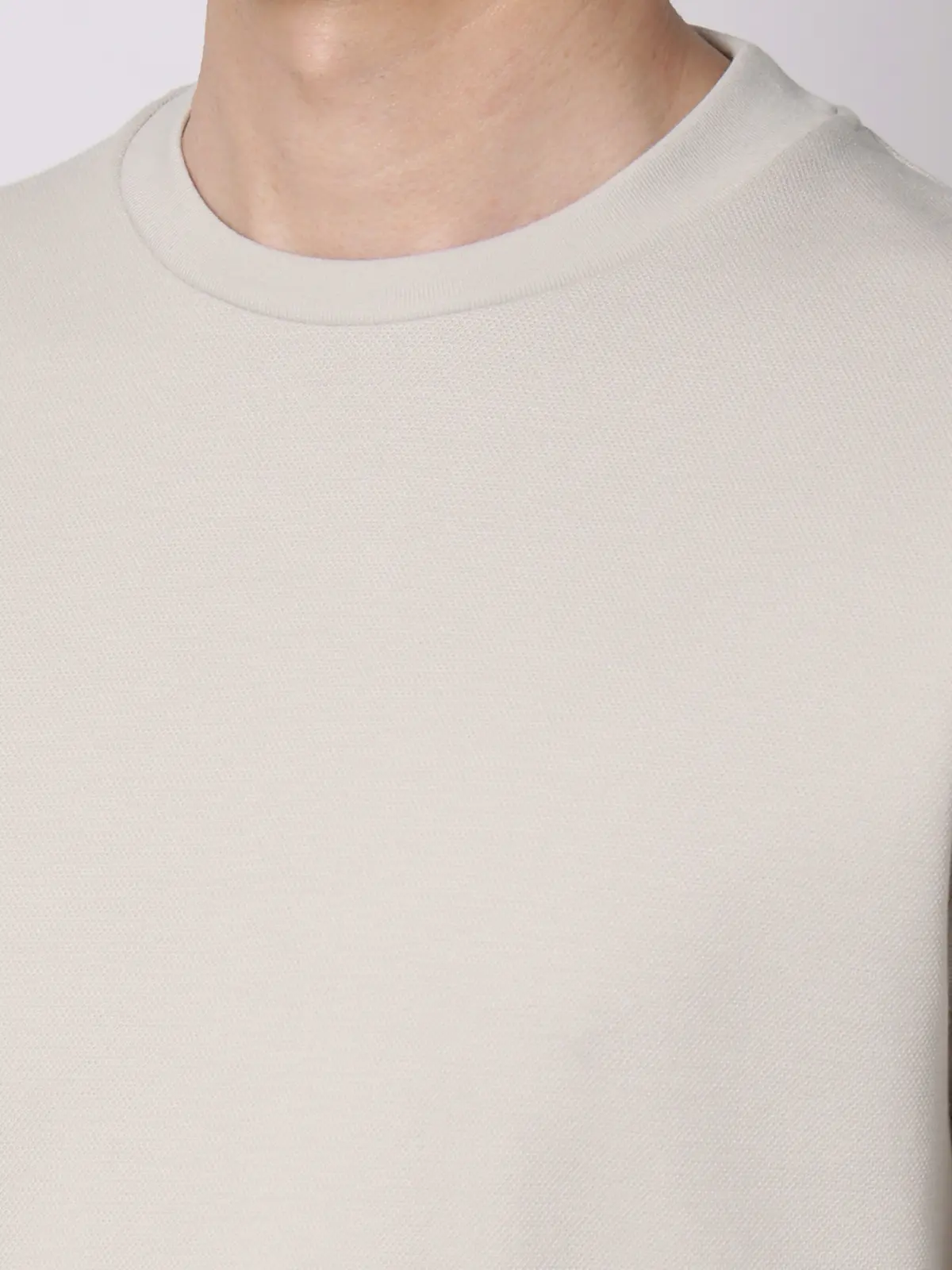 オフィT／Tシャツ／長袖／ウォッシャブル／プレーティング鹿の子／無地 ライトグレー S