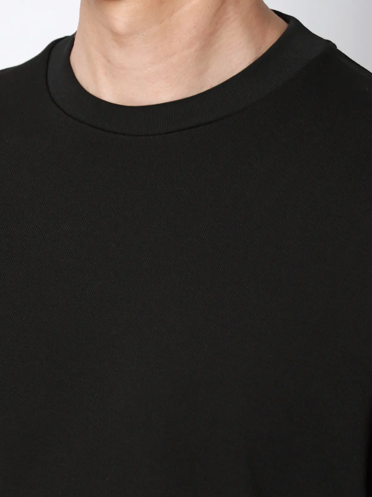 オフィT／Tシャツ／長袖／ウォッシャブル／プレーティング鹿の子／無地 ブラック S