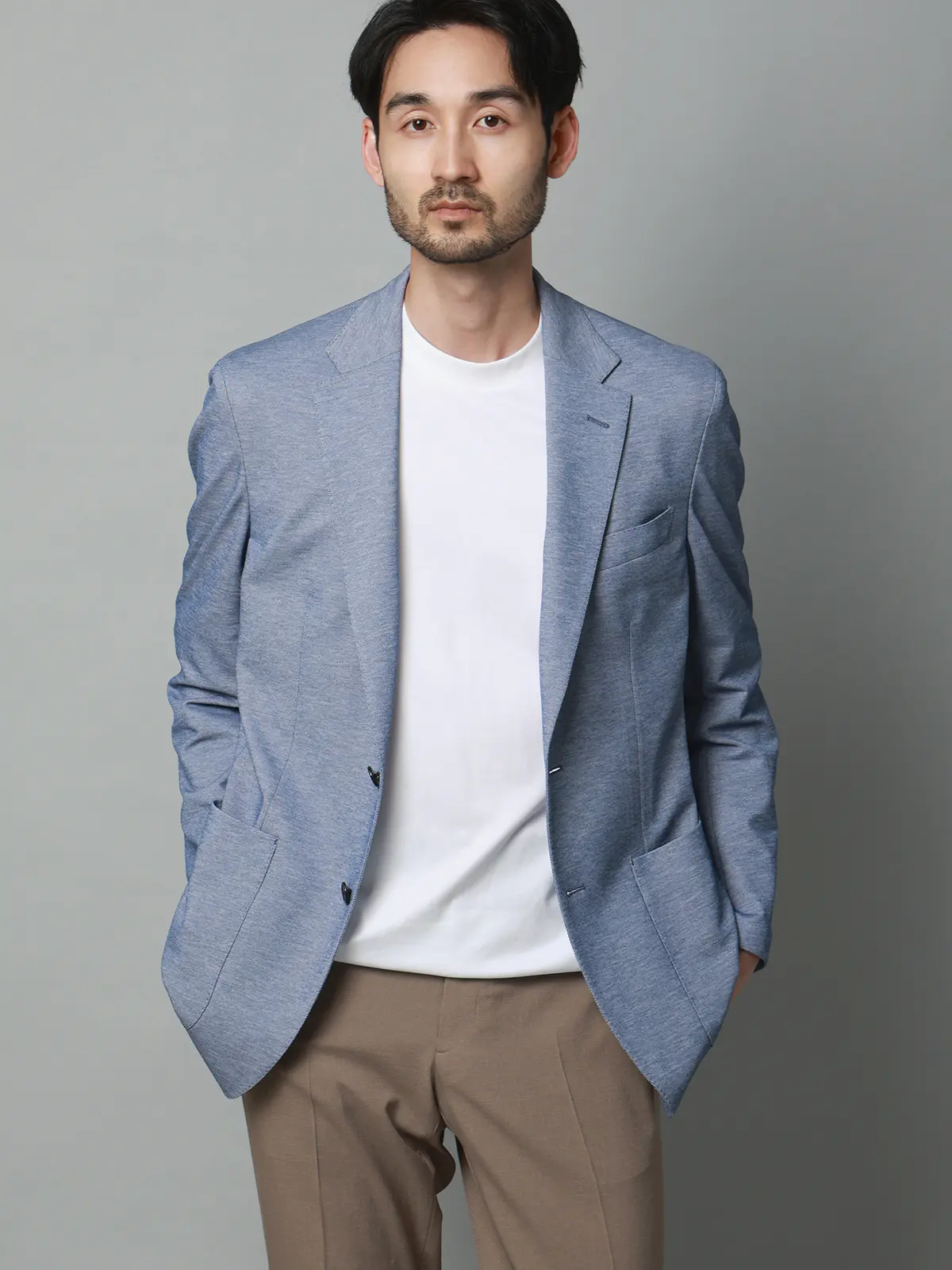 クルーネックTシャツ／長袖／ウォッシャブル／形態安定／シルケットスムースコットン／無地 ホワイト S