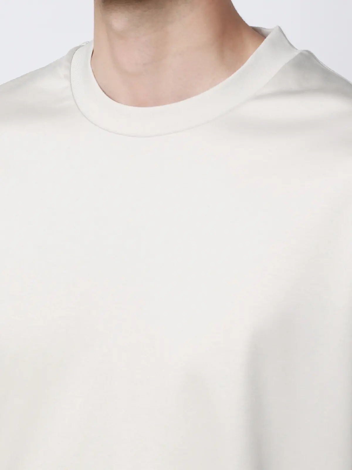 クルーネックTシャツ／長袖／ウォッシャブル／形態安定／シルケットスムースコットン／無地 ライトグレー S